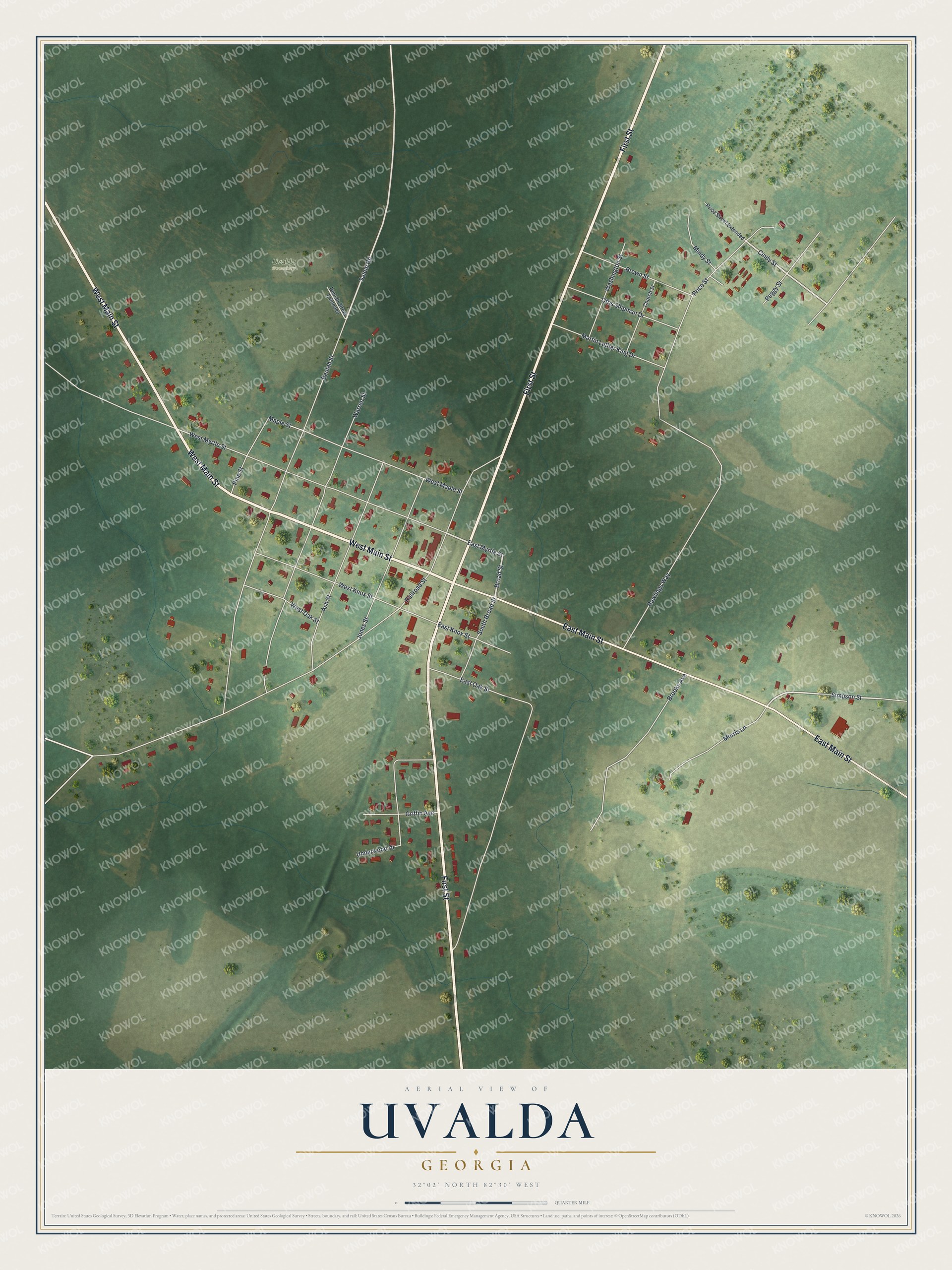 Watermarked full-map preview of Uvalda, Georgia