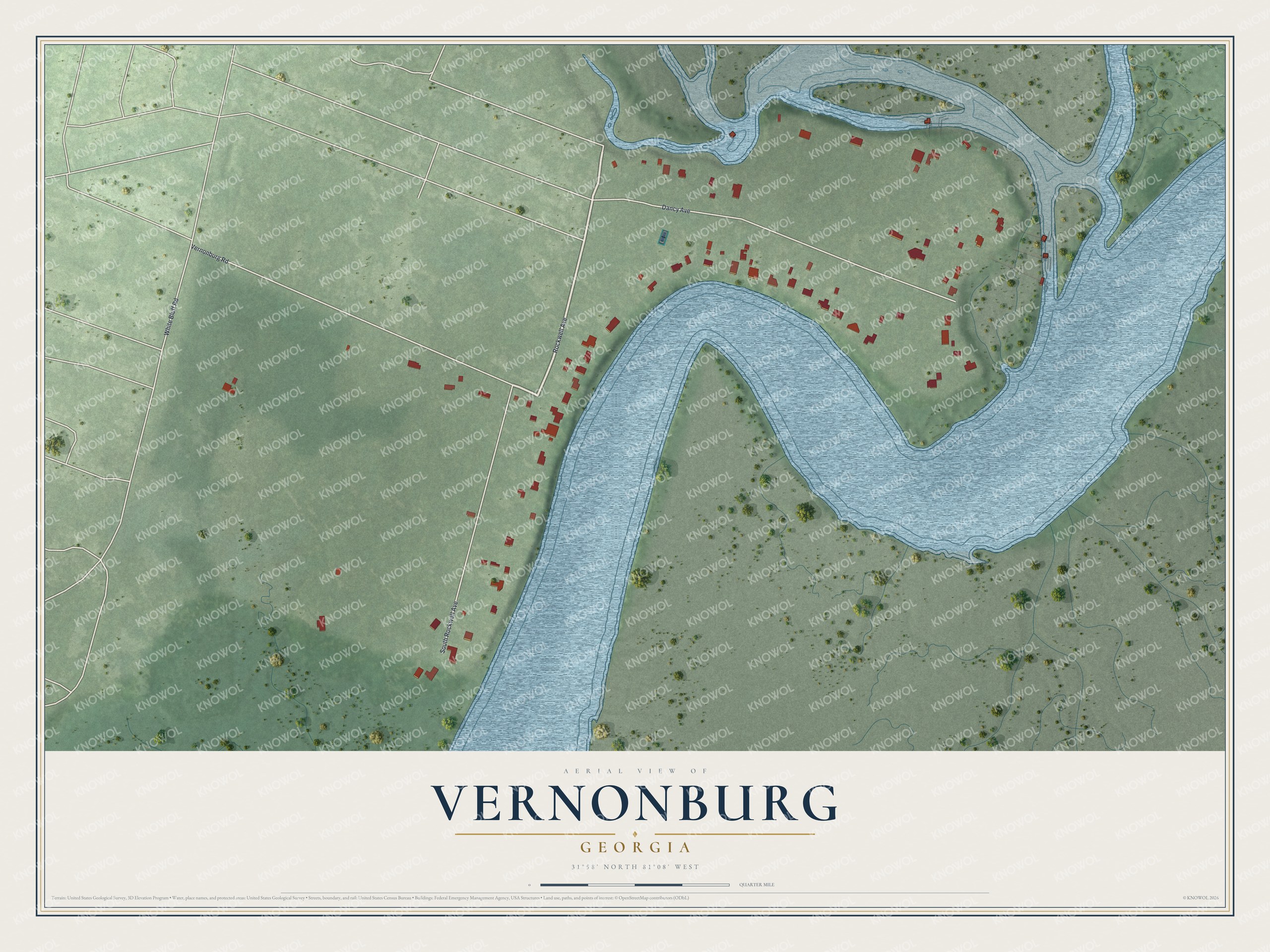 Watermarked full-map preview of Vernonburg, Georgia