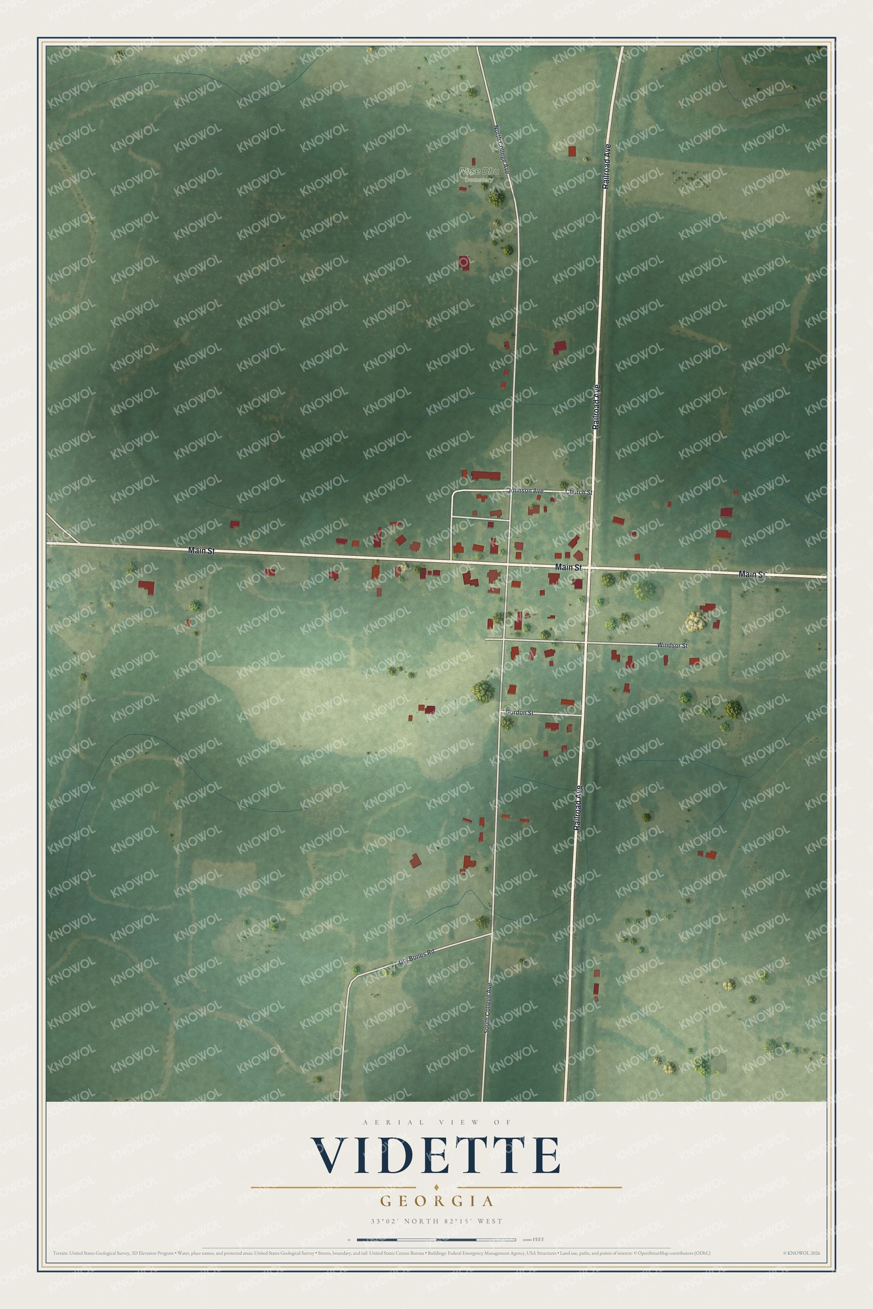 Watermarked full-map preview of Vidette, Georgia