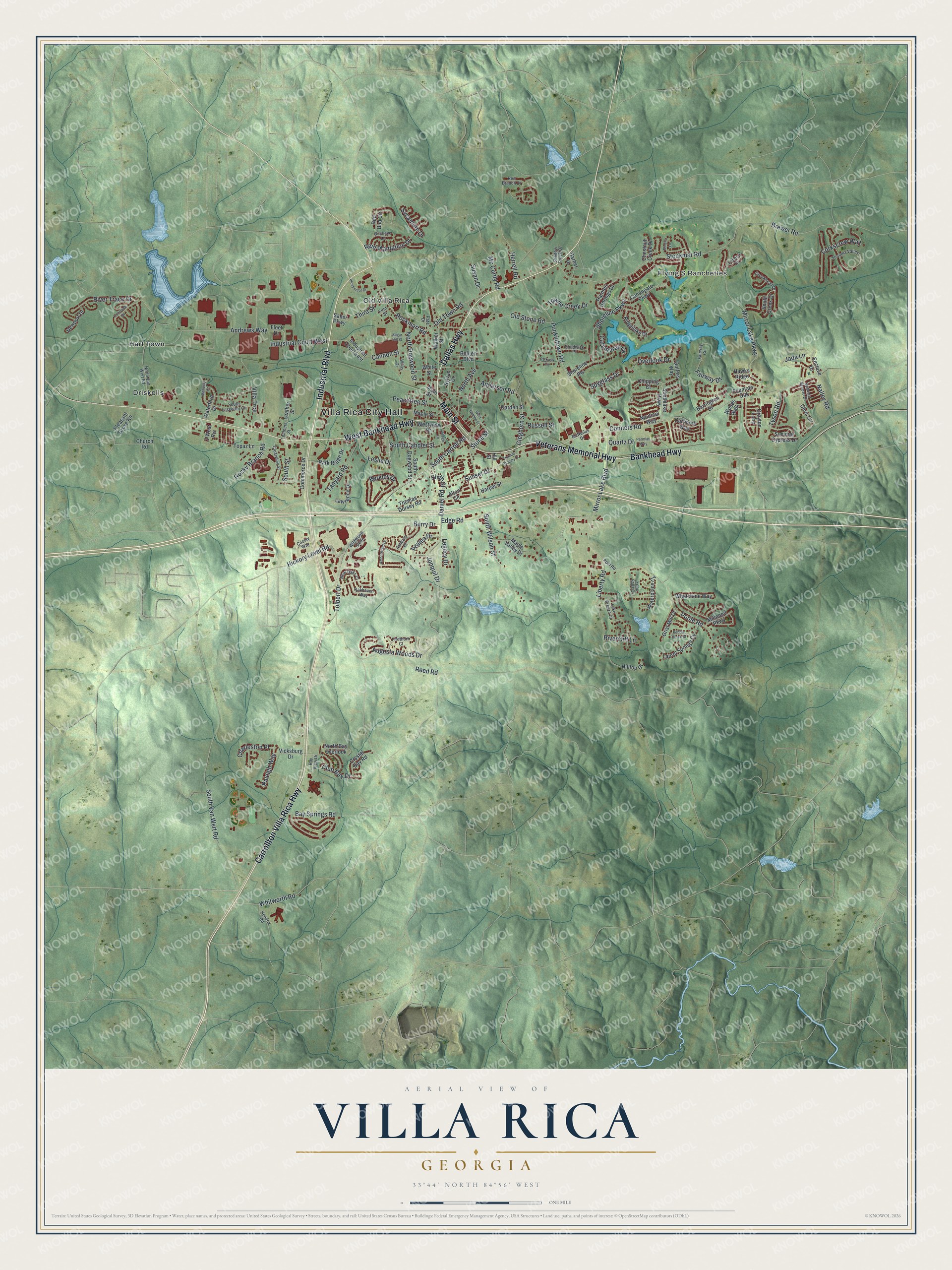 Watermarked full-map preview of Villa Rica, Georgia