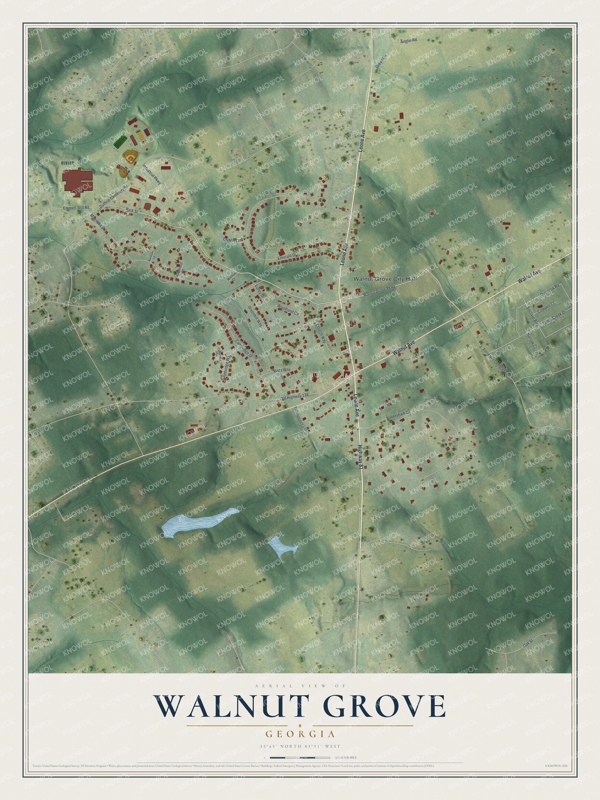 Watermarked full-map preview of Walnut Grove, Georgia