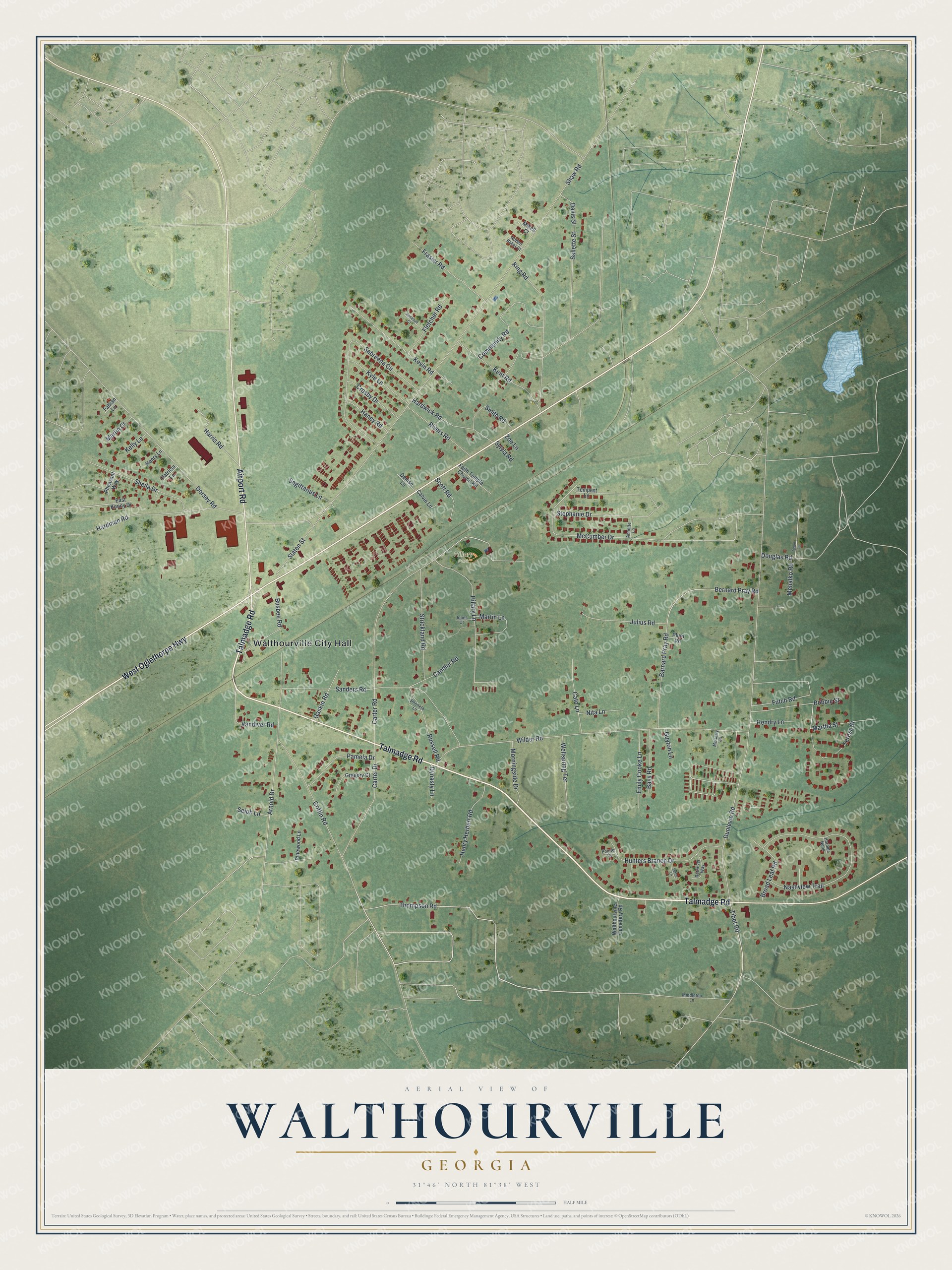 Watermarked full-map preview of Walthourville, Georgia
