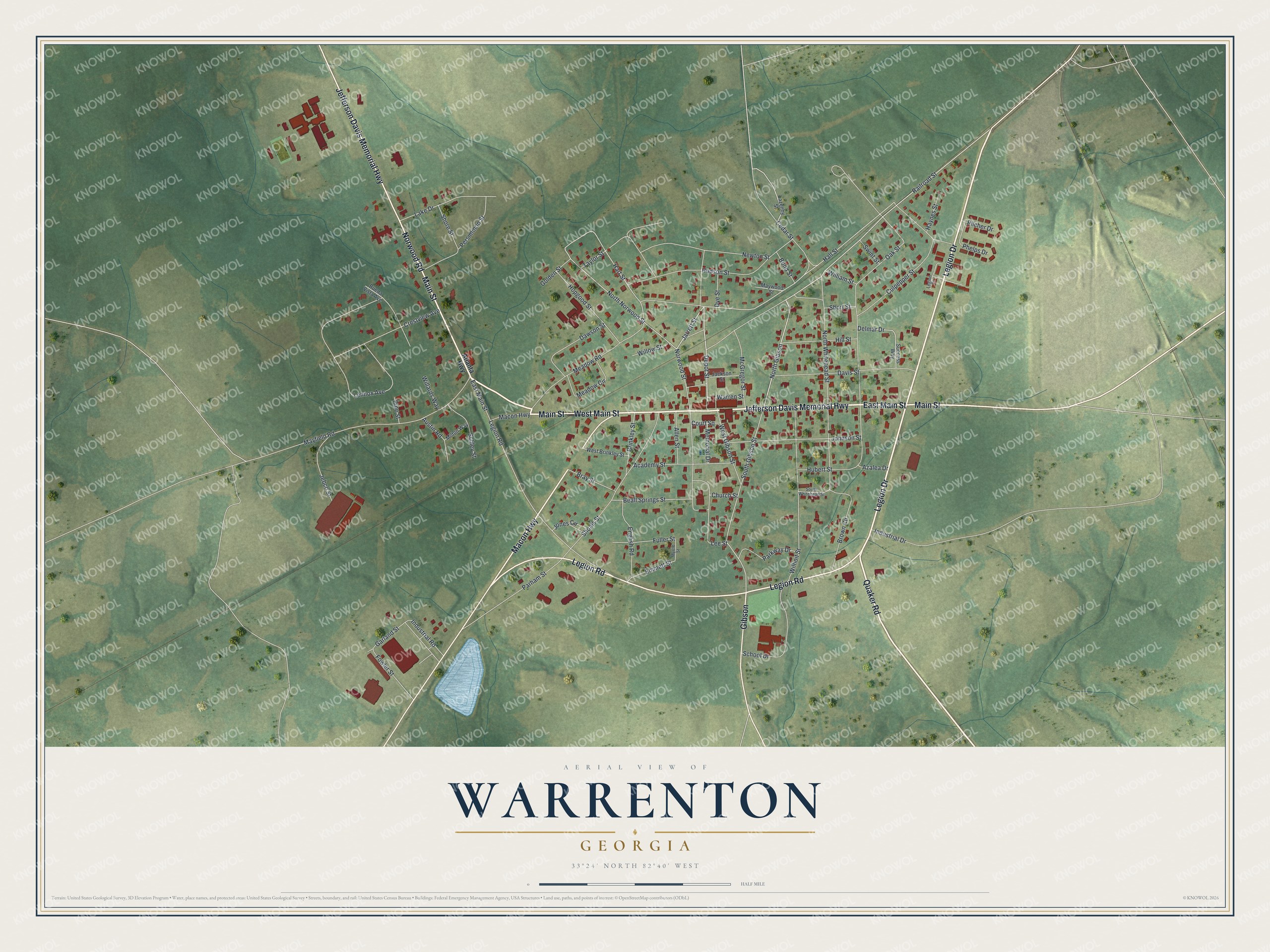 Watermarked full-map preview of Warrenton, Georgia