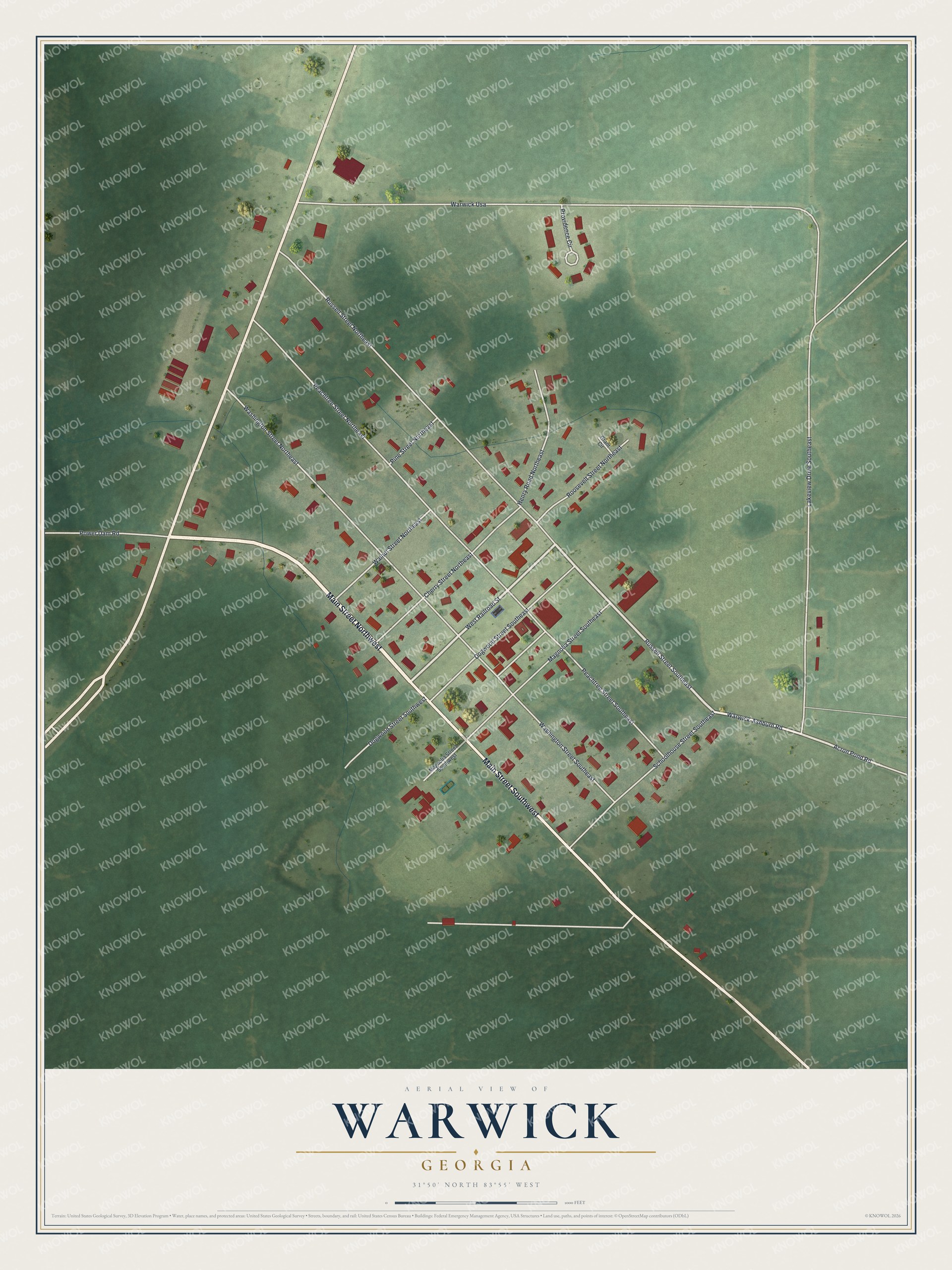Watermarked full-map preview of Warwick, Georgia