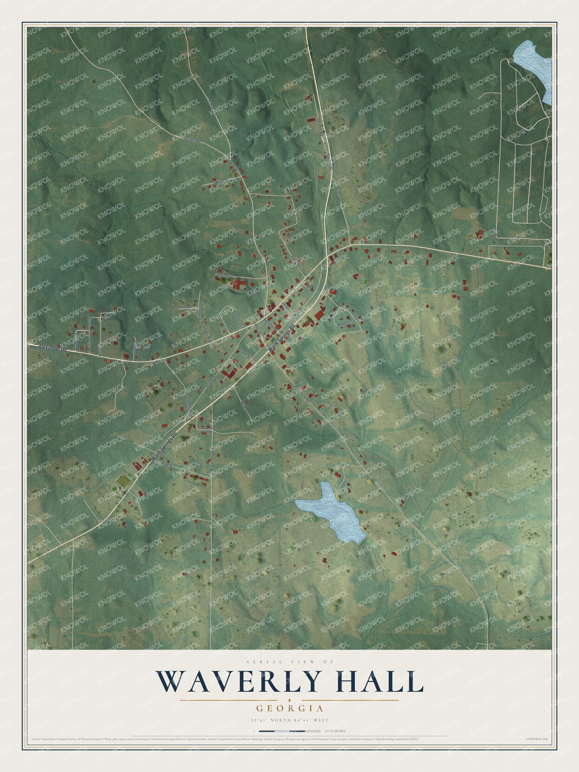 Watermarked full-map preview of Waverly Hall, Georgia