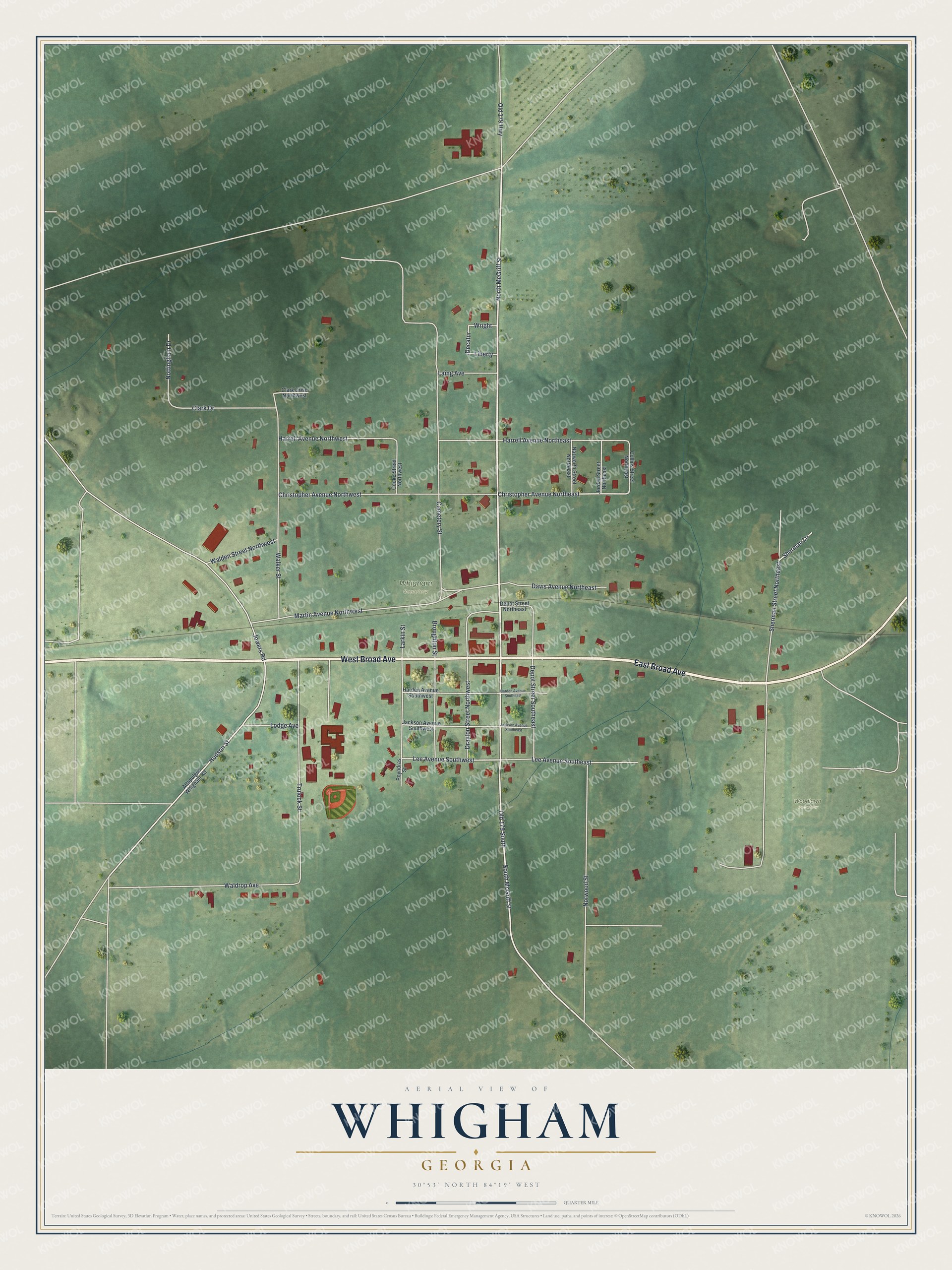 Watermarked full-map preview of Whigham, Georgia