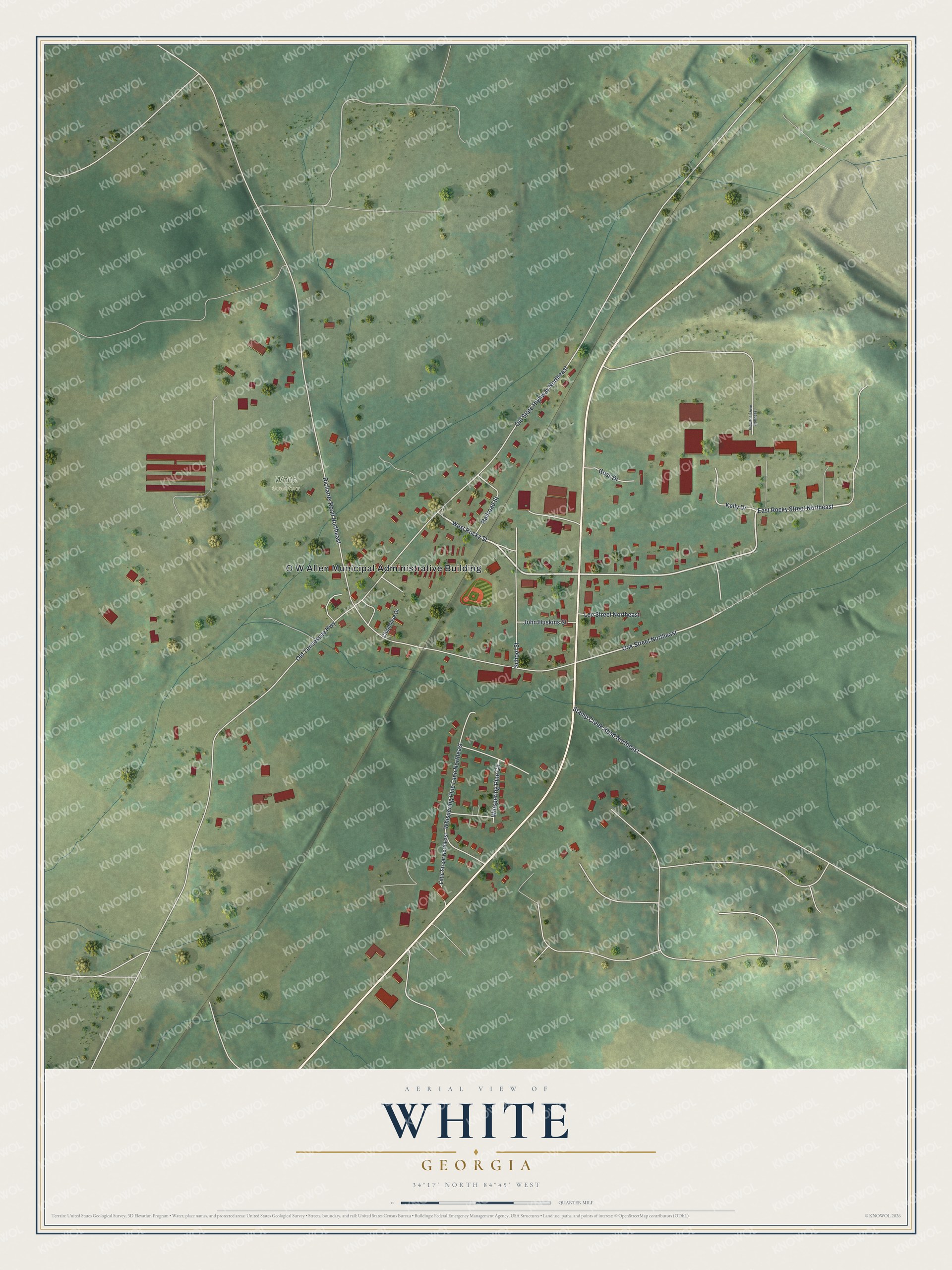Watermarked full-map preview of White, Georgia