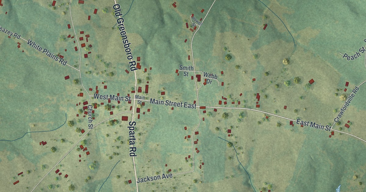Map of White Plains, Georgia