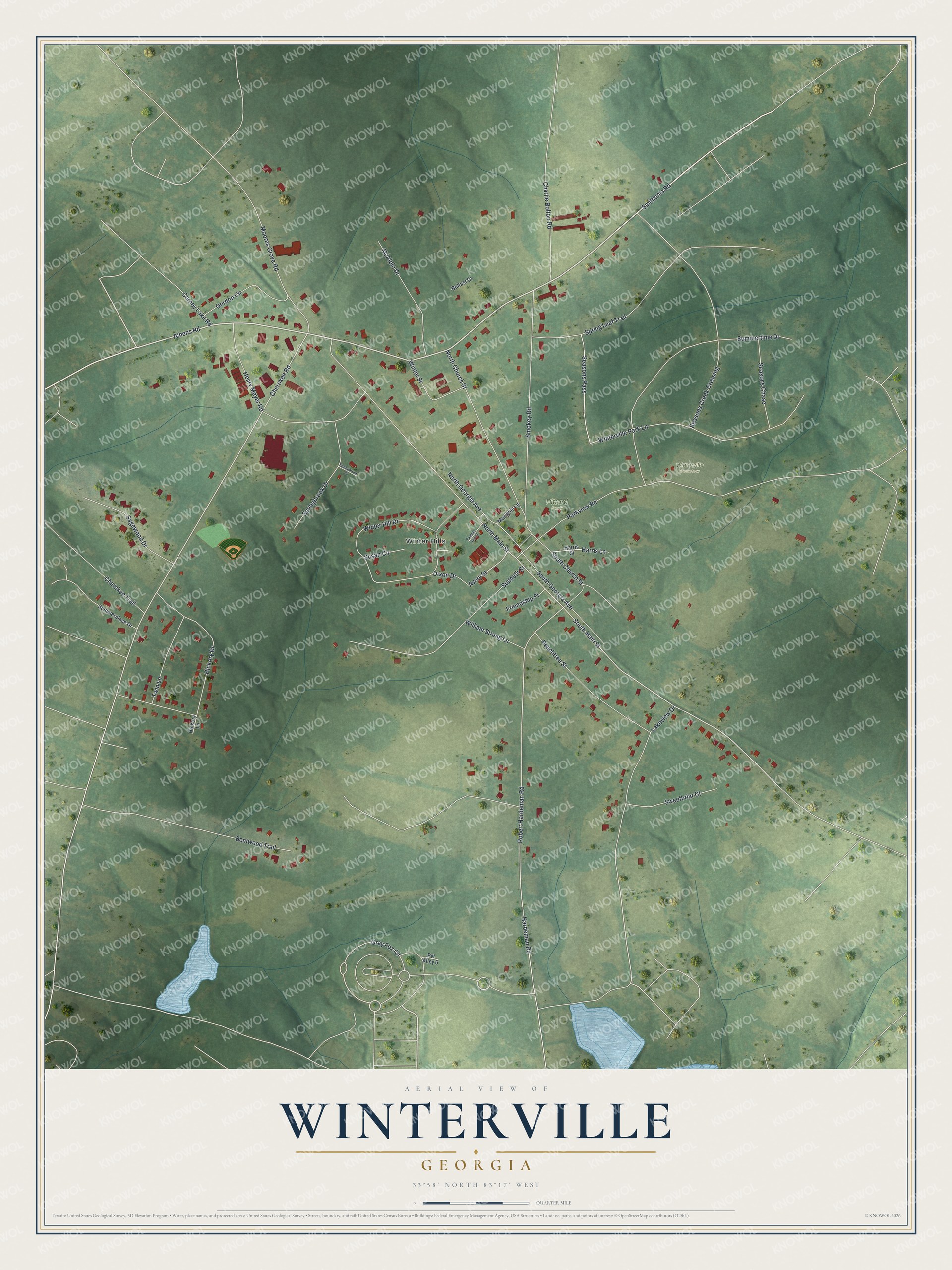 Watermarked full-map preview of Winterville, Georgia