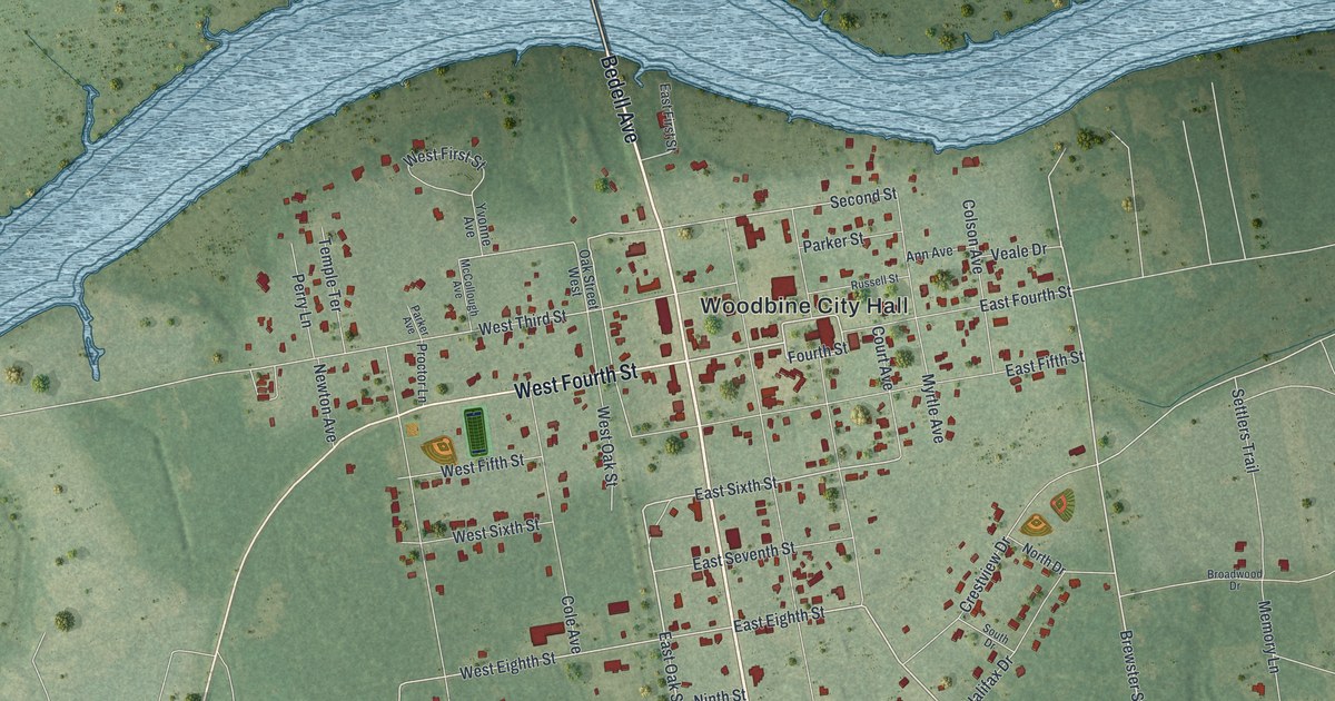 Map of Woodbine, Georgia