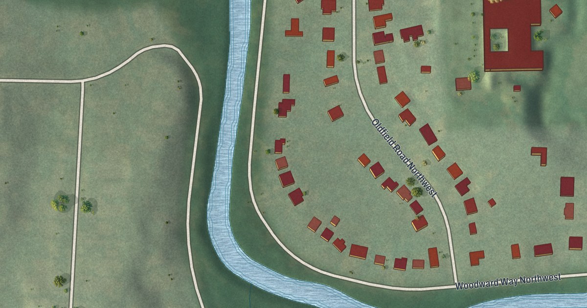 Map of Woodfield, Georgia