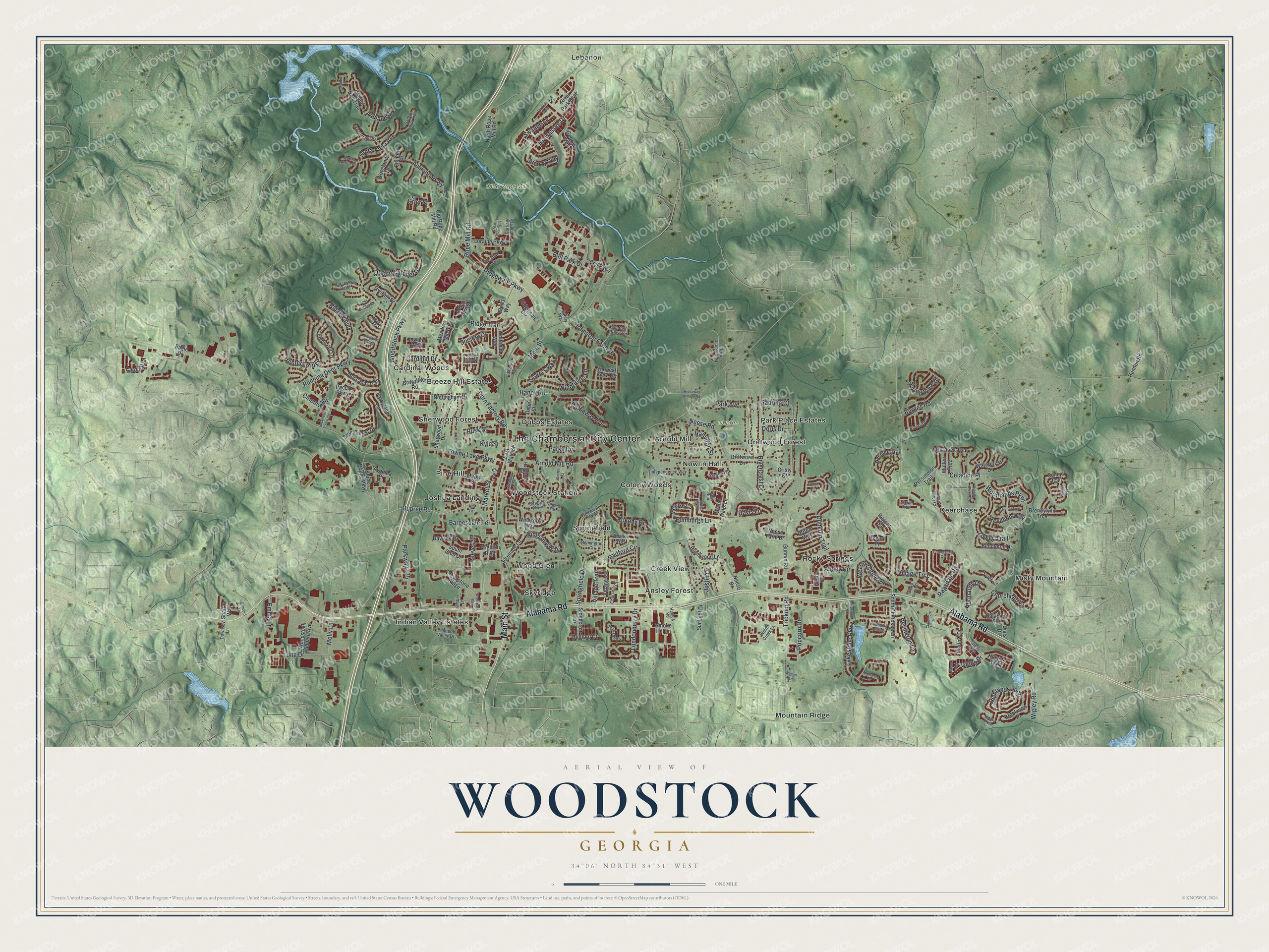 Watermarked full-map preview of Woodstock, Georgia