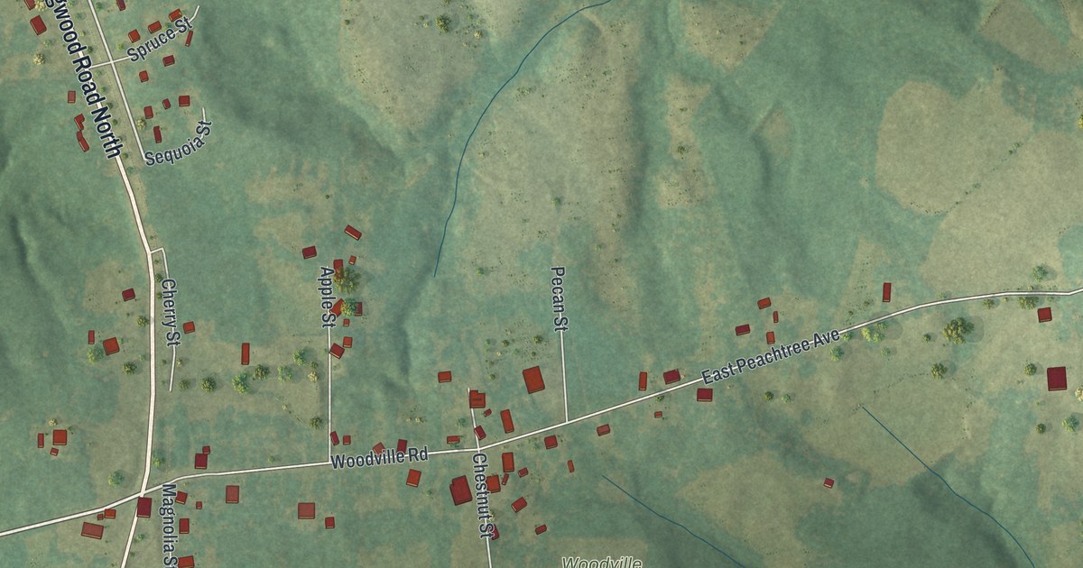 Map of Woodville, Georgia