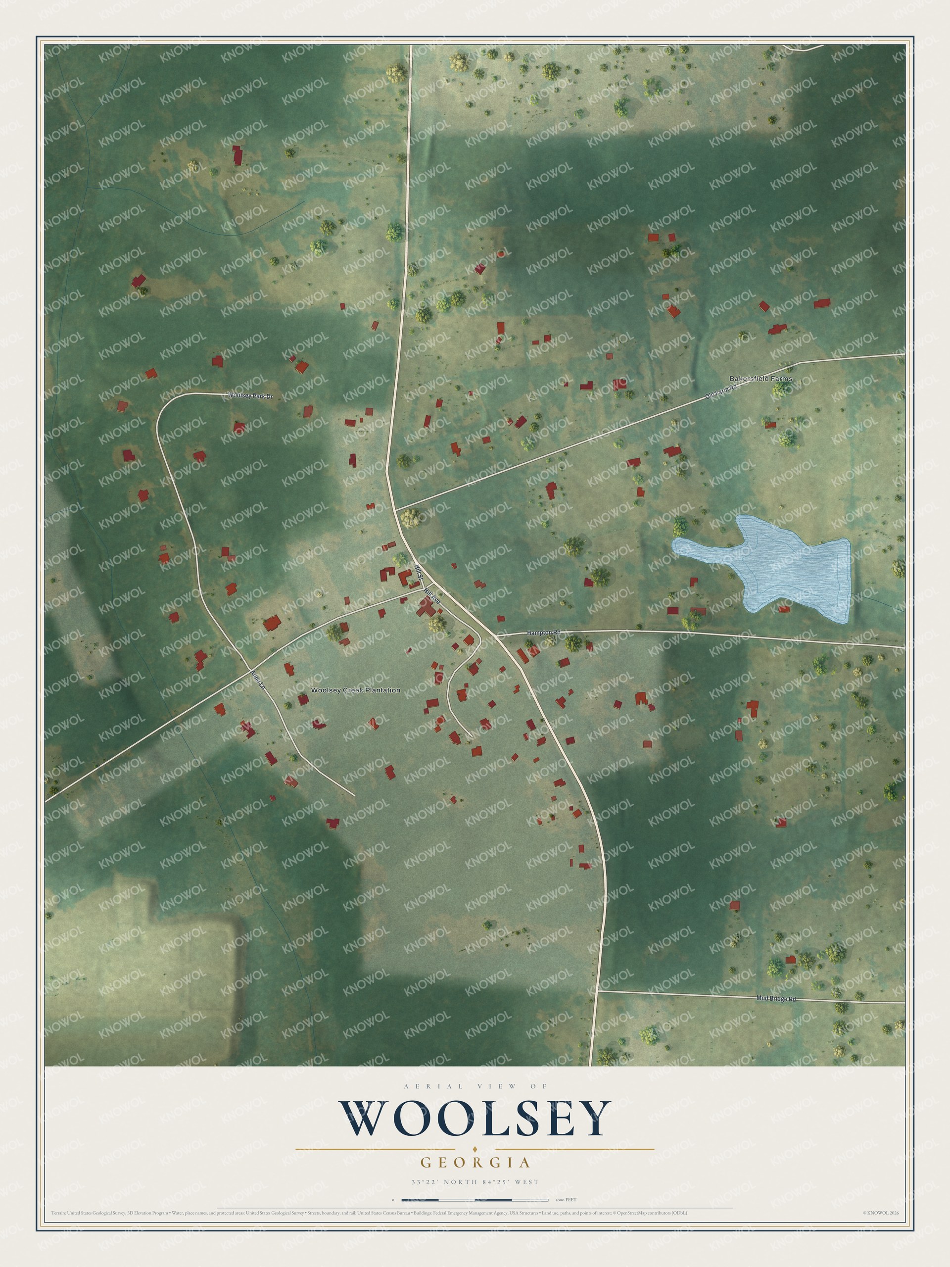 Watermarked full-map preview of Woolsey, Georgia