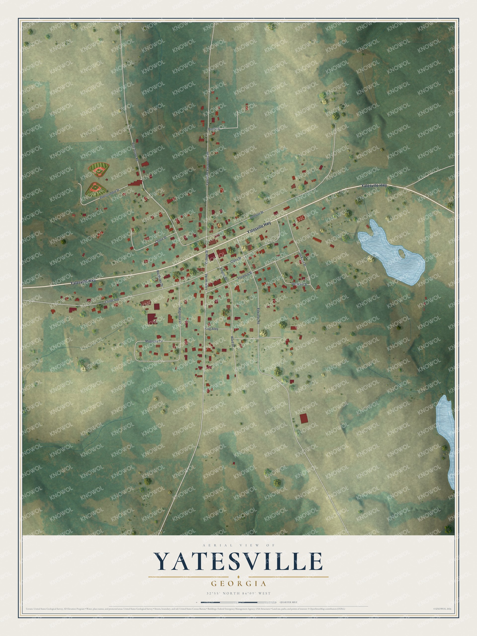 Watermarked full-map preview of Yatesville, Georgia