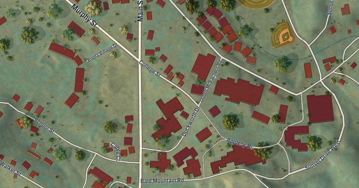 Map of Young Harris, Georgia
