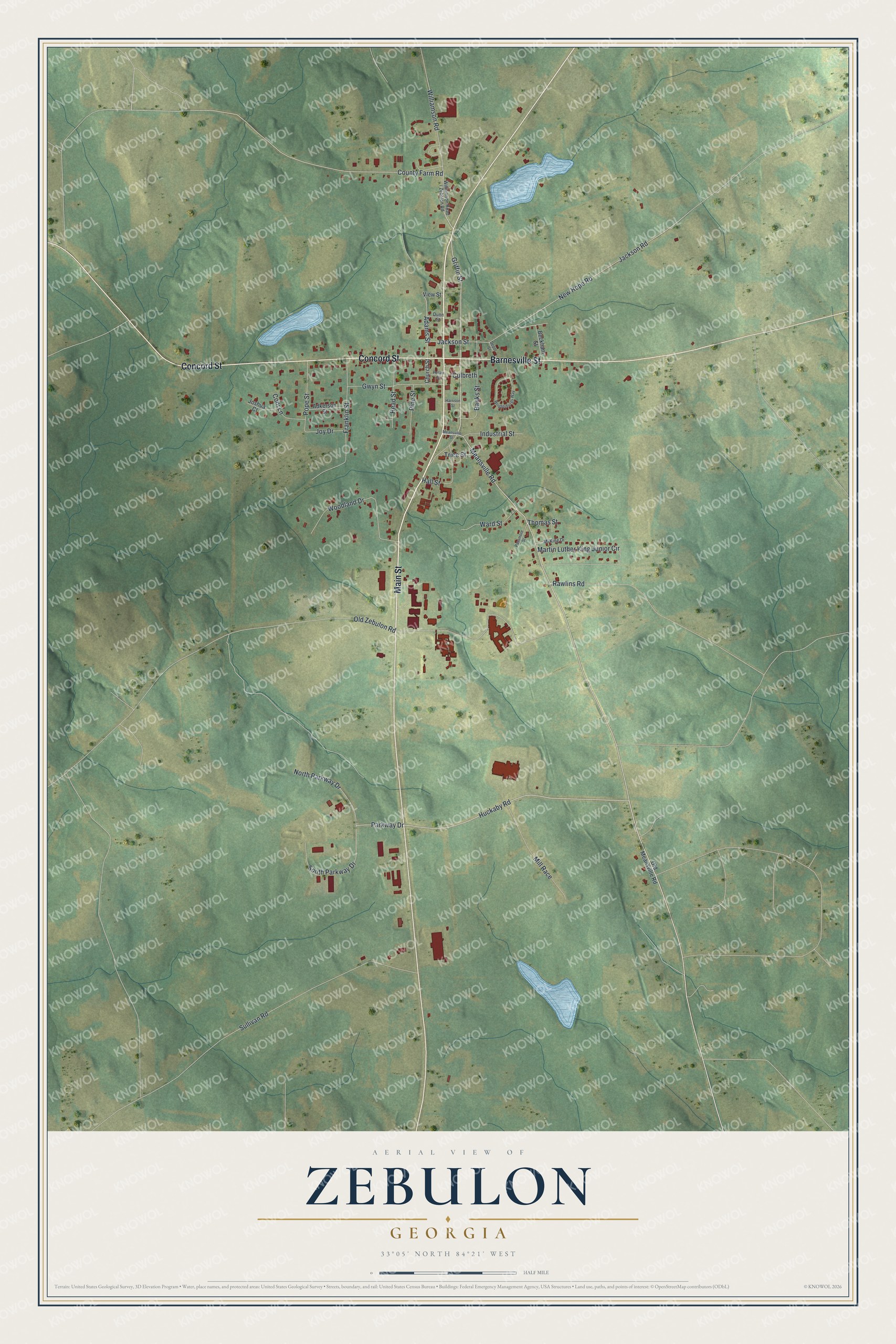 Watermarked full-map preview of Zebulon, Georgia