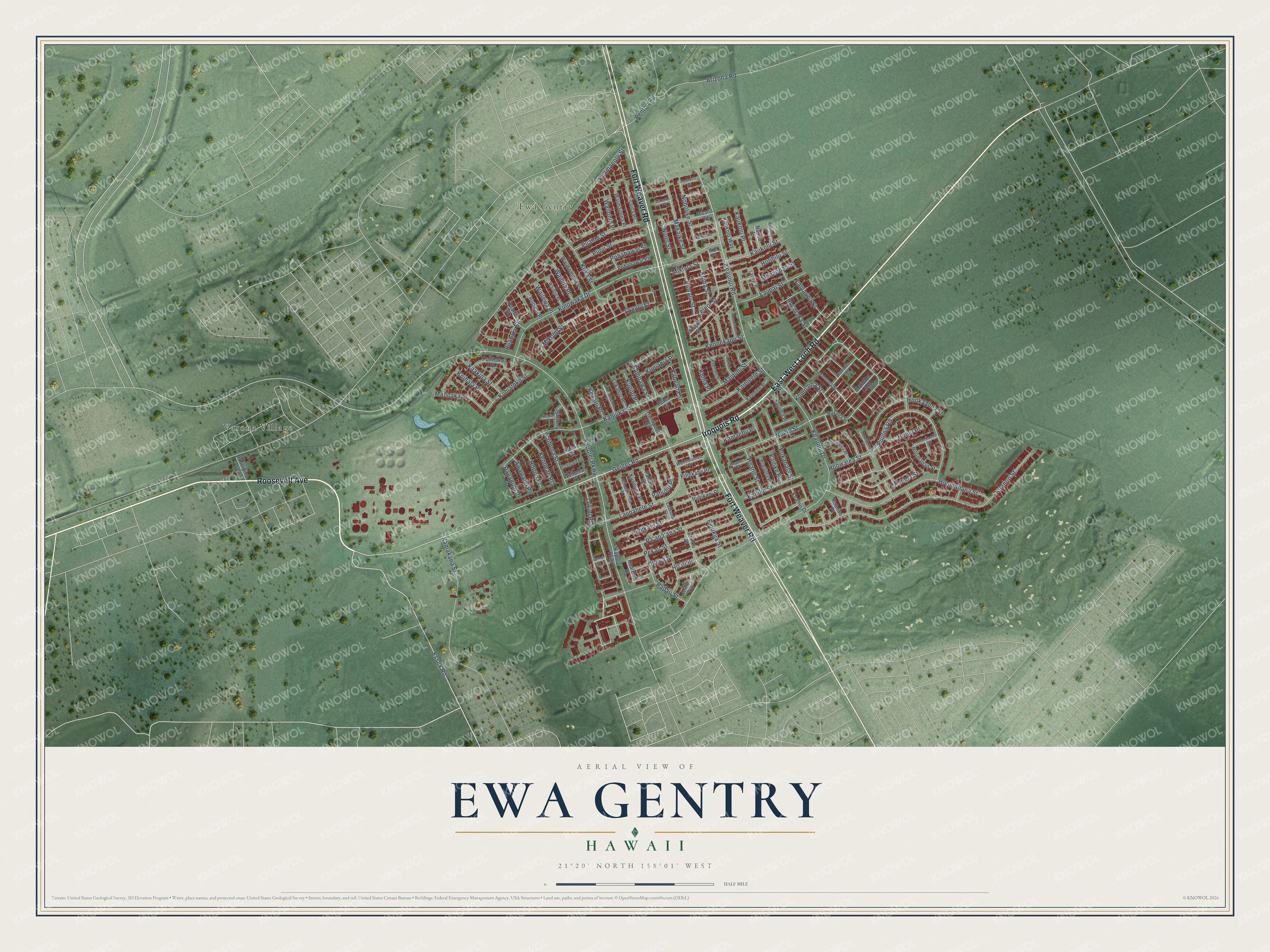 Watermarked full-map preview of Ewa Gentry, Hawaii