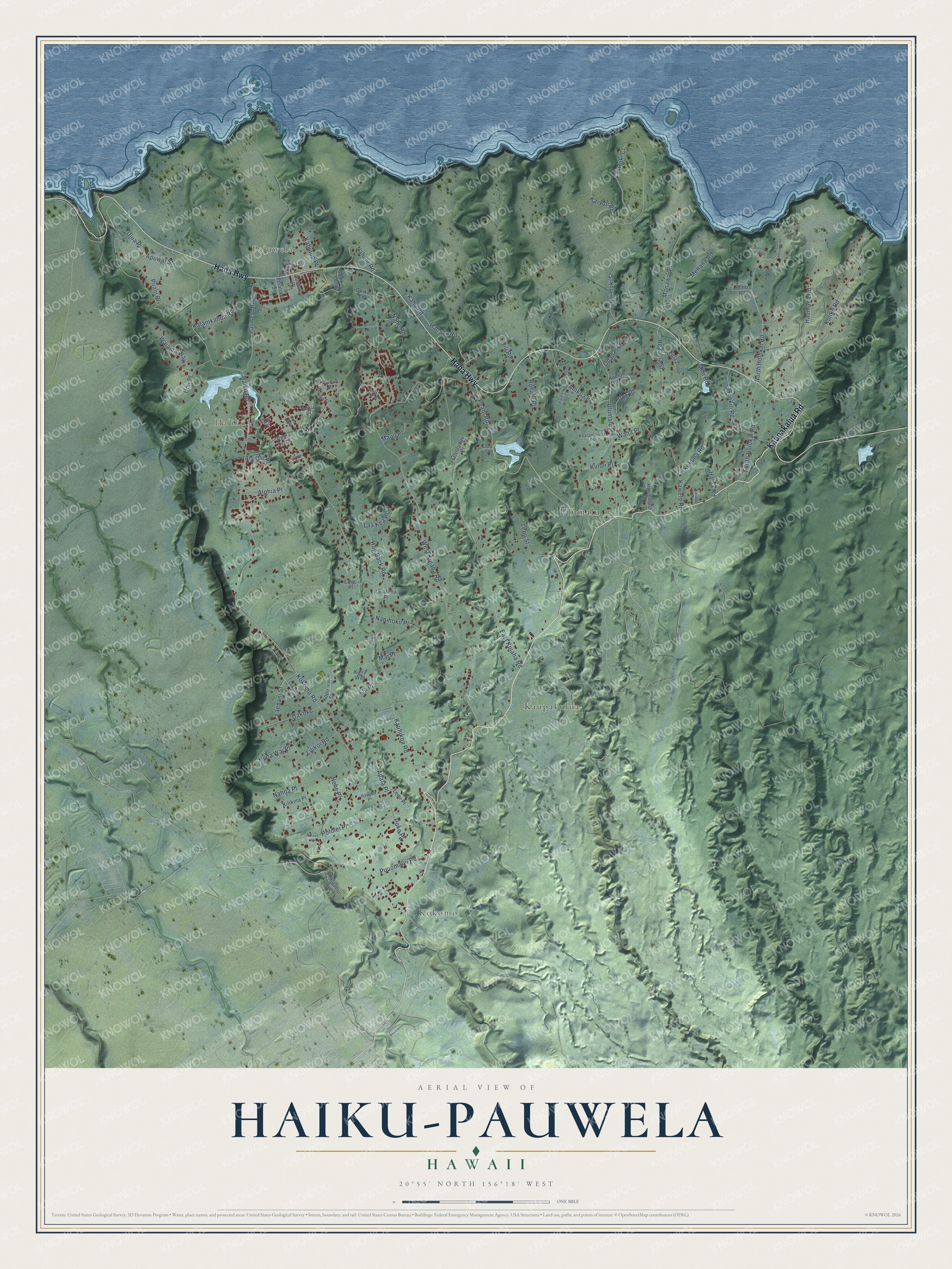 Watermarked full-map preview of Haiku-Pauwela, Hawaii
