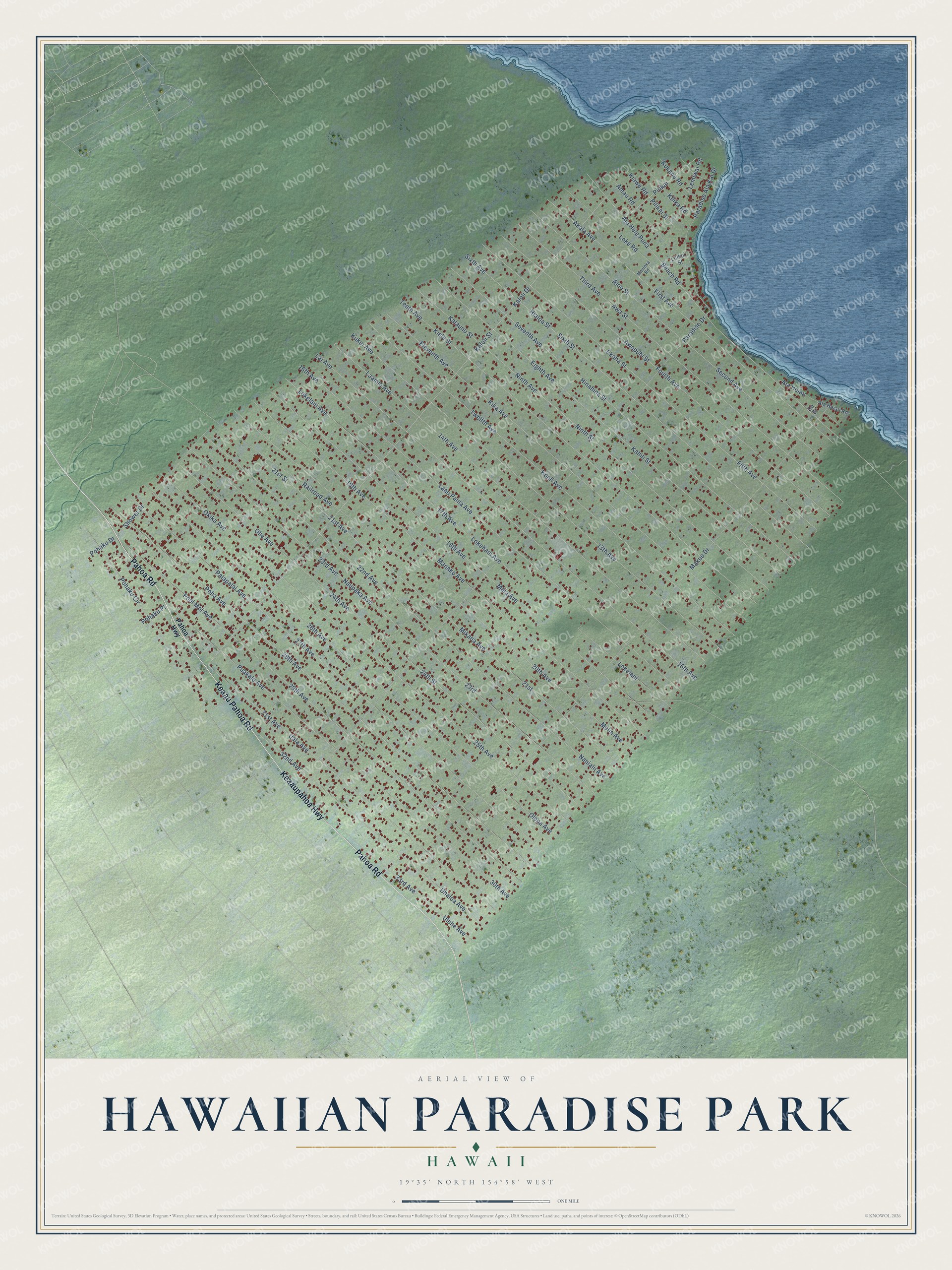 Watermarked full-map preview of Hawaiian Paradise Park, Hawaii