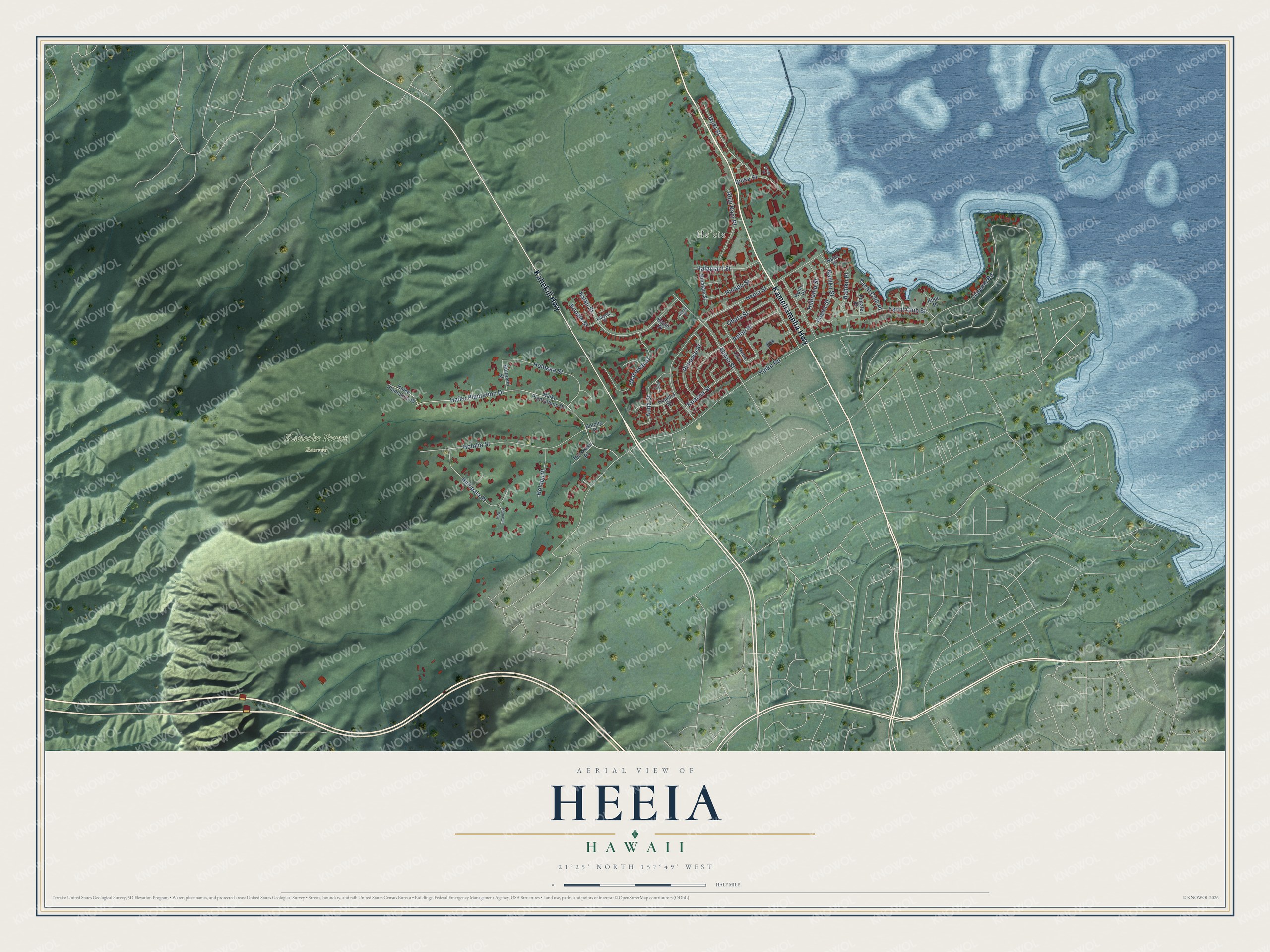 Watermarked full-map preview of Heeia, Hawaii