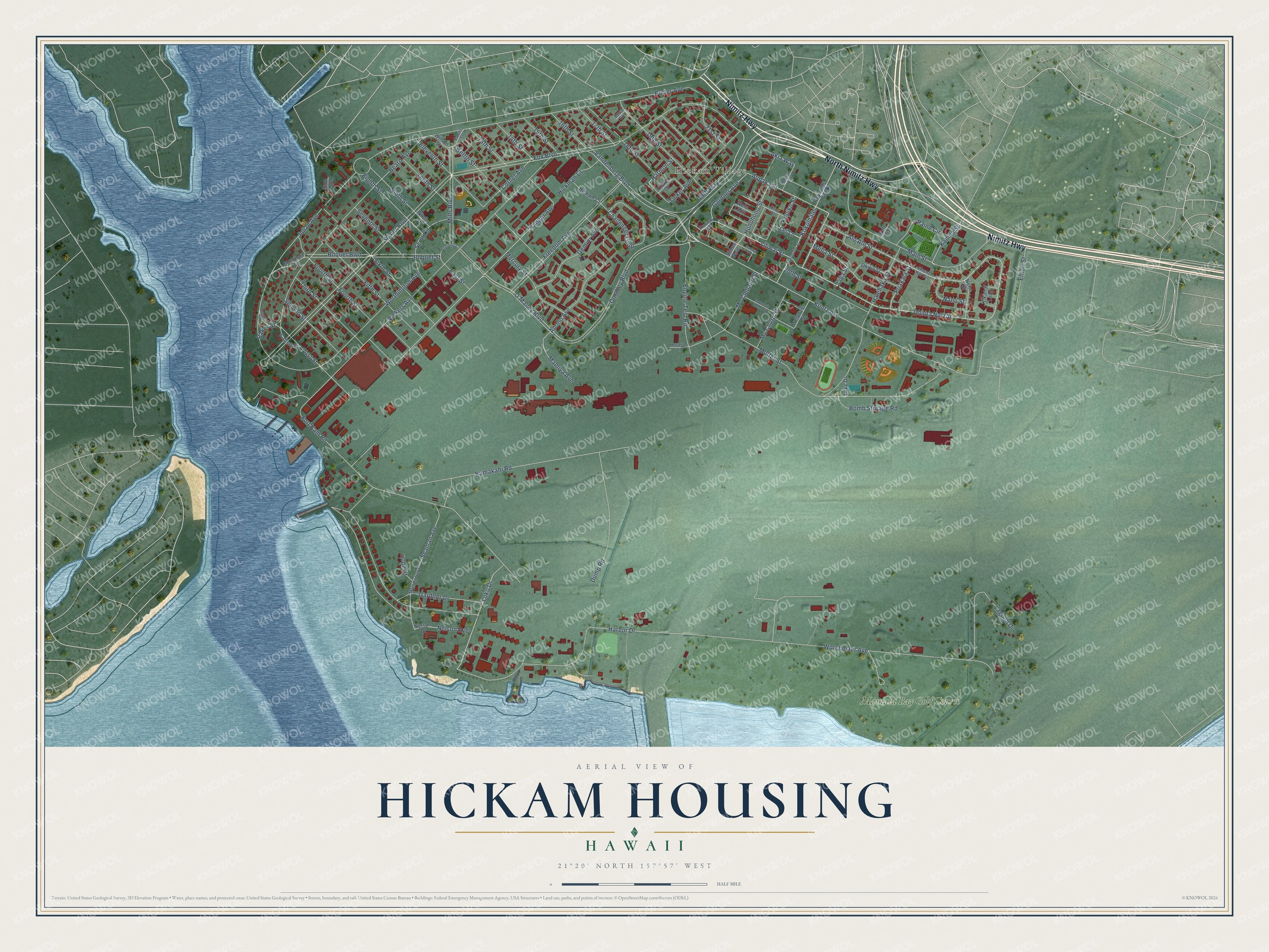 Watermarked full-map preview of Hickam Housing, Hawaii