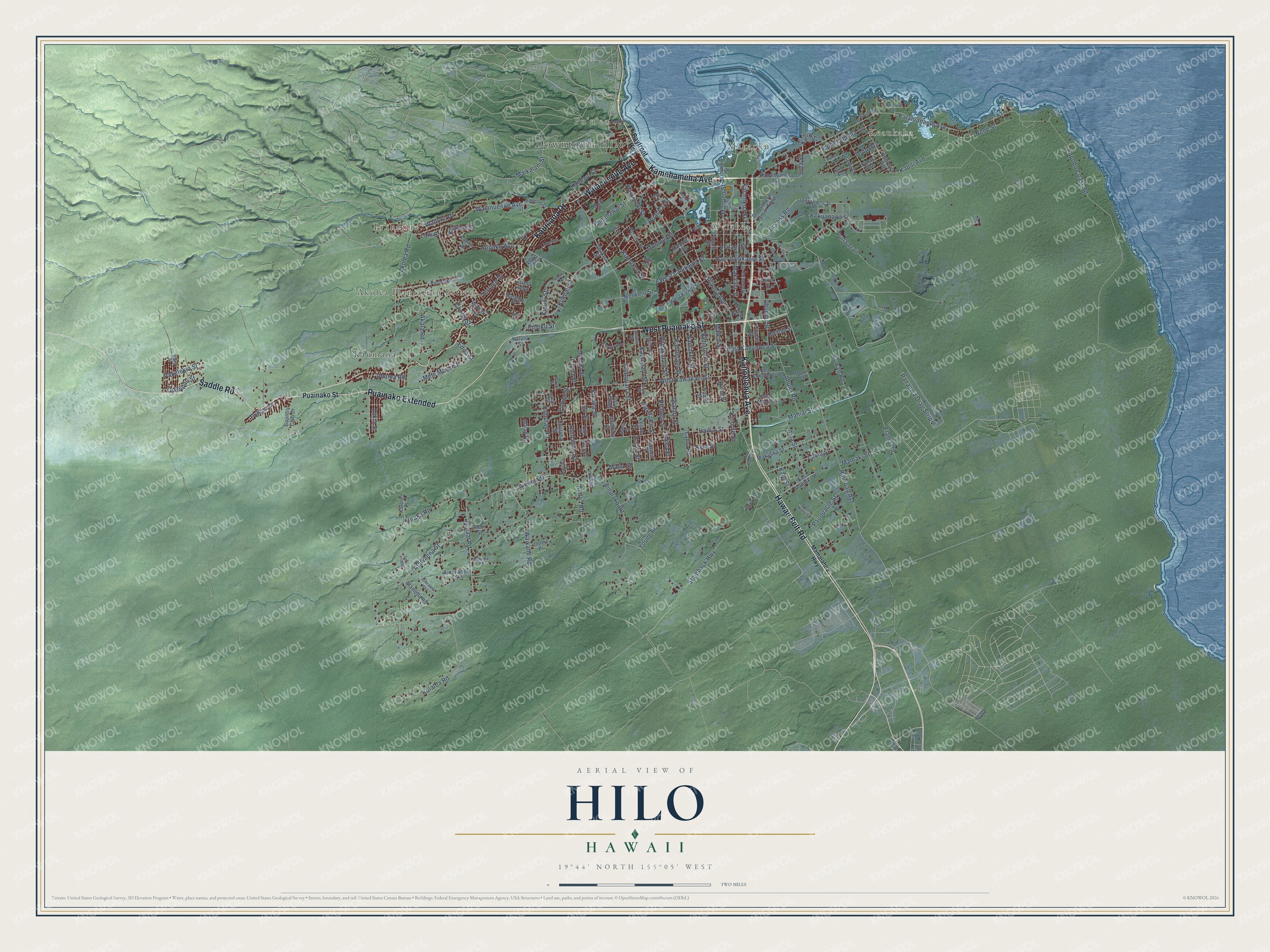 Watermarked full-map preview of Hilo, Hawaii