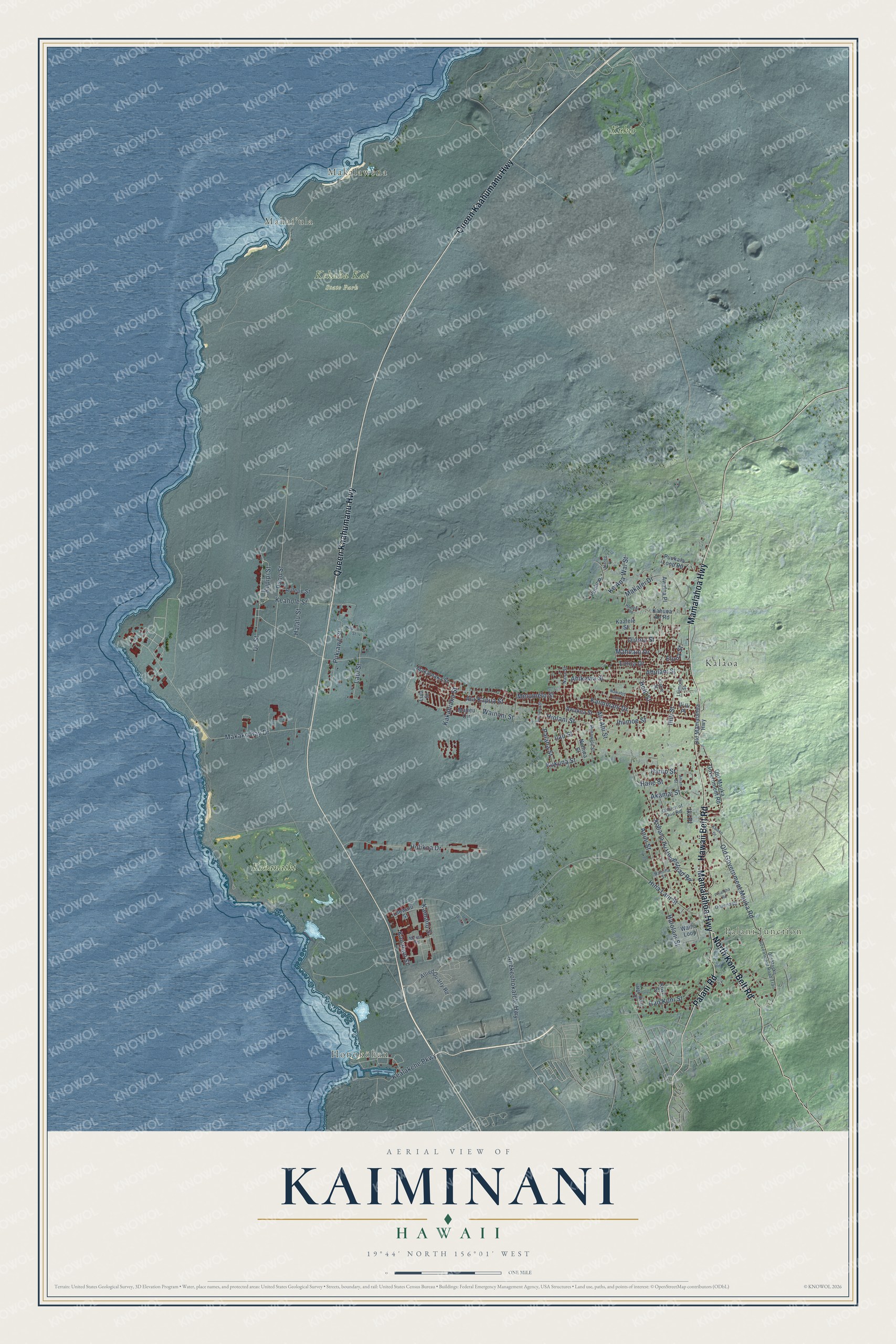 Watermarked full-map preview of Kaiminani, Hawaii