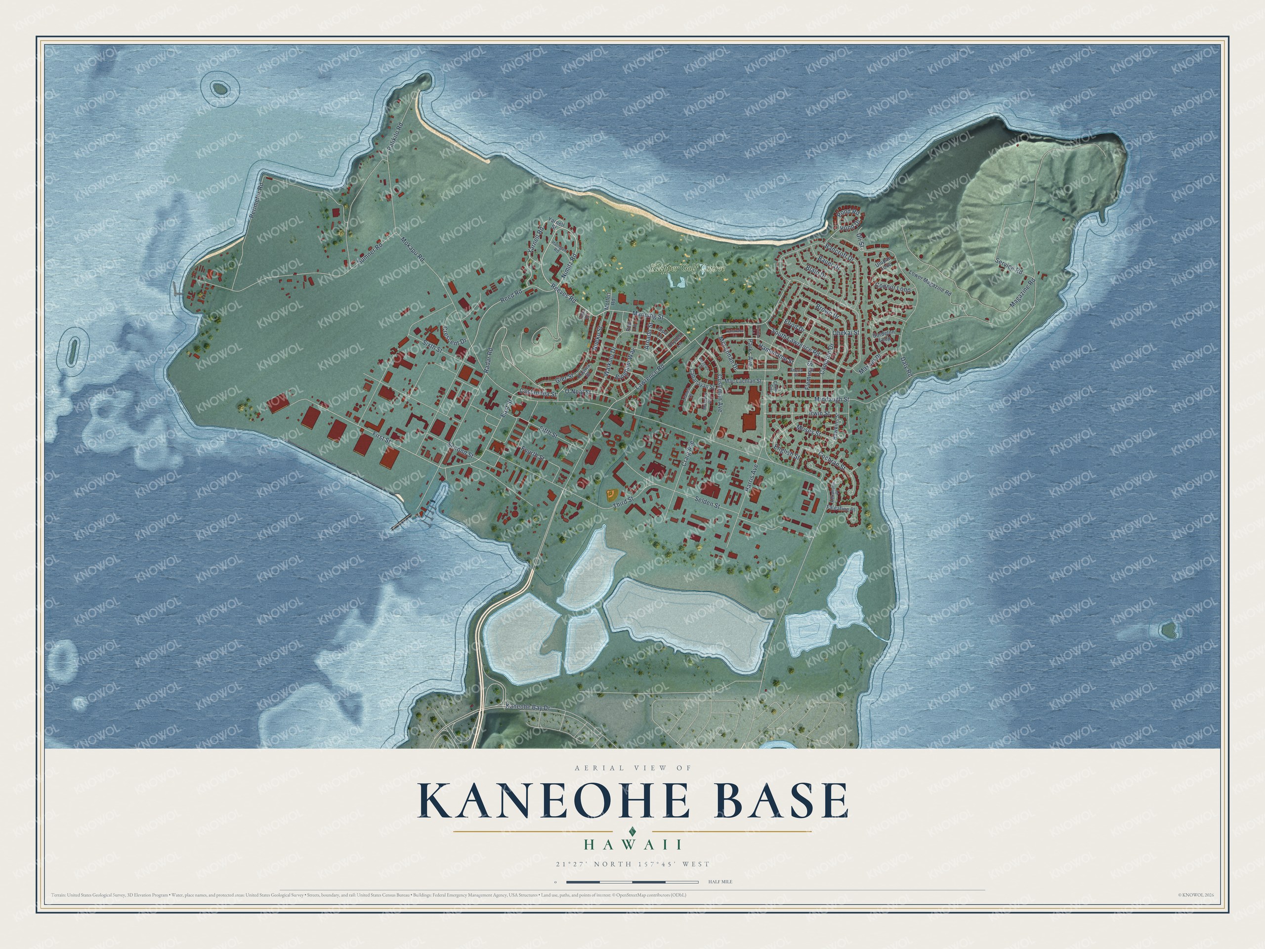 Watermarked full-map preview of Kaneohe Base, Hawaii