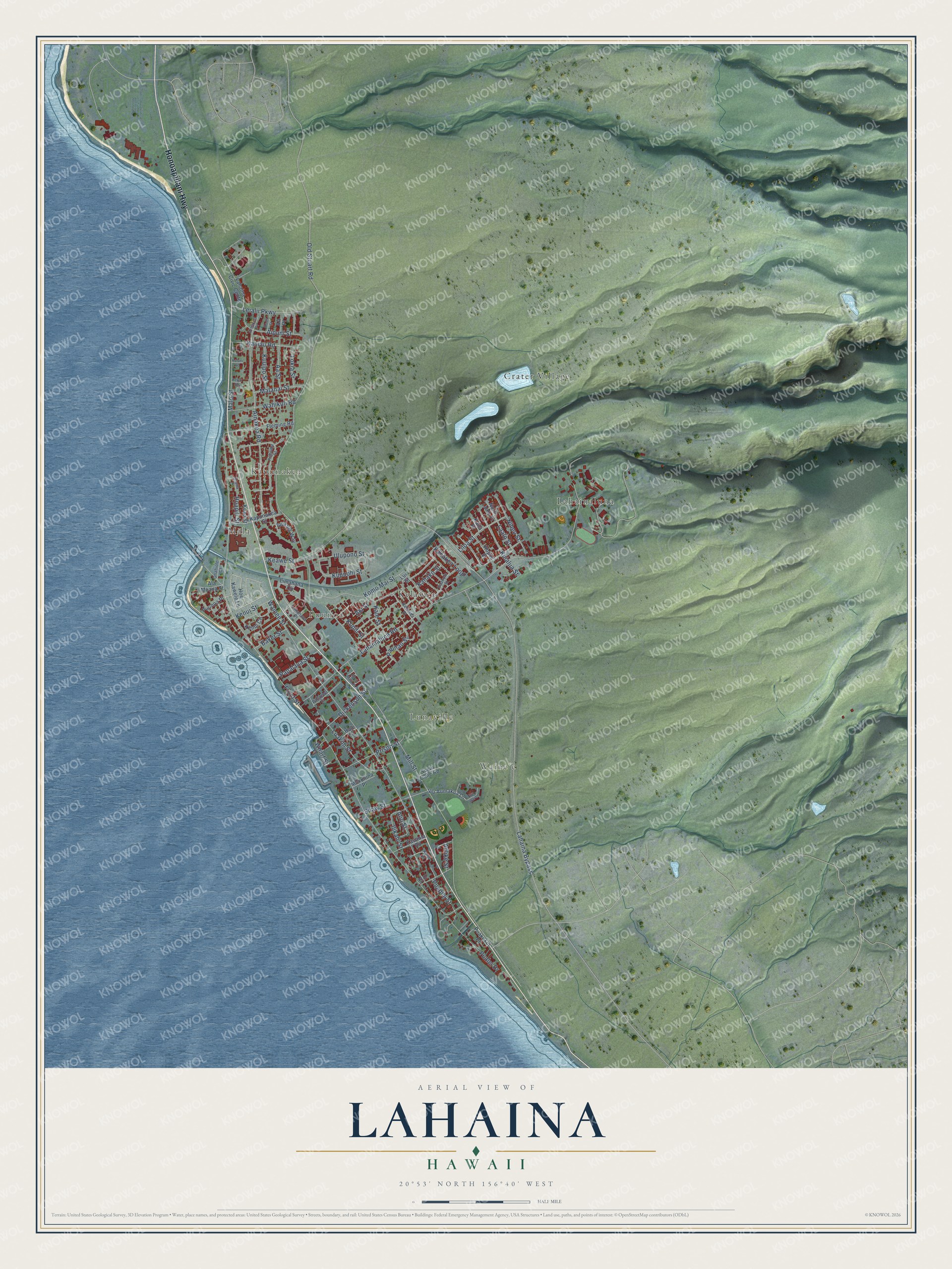 Watermarked full-map preview of Lahaina, Hawaii