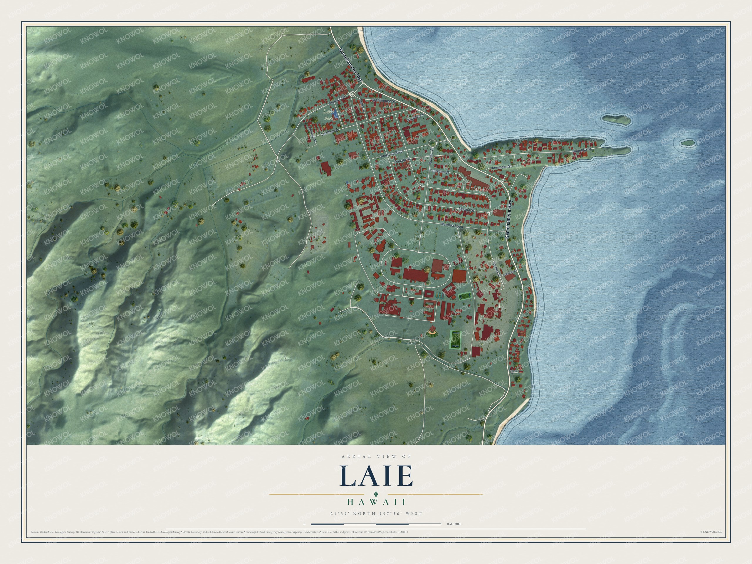 Watermarked full-map preview of Laie, Hawaii