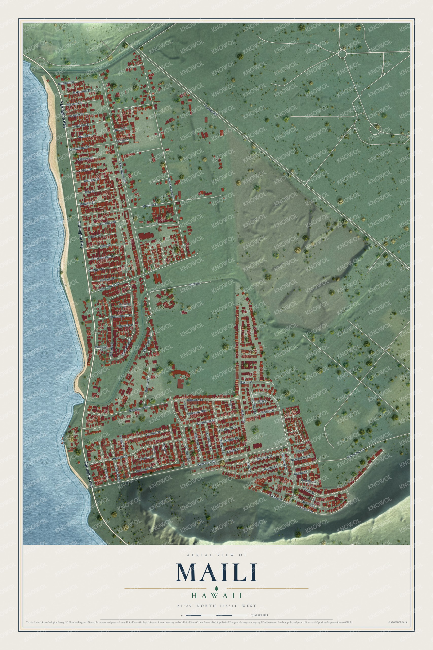 Watermarked full-map preview of Maili, Hawaii