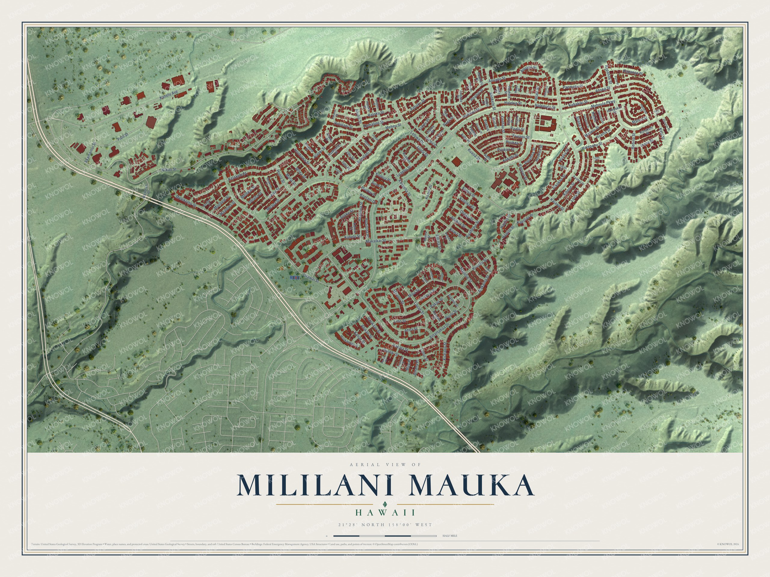 Watermarked full-map preview of Mililani Mauka, Hawaii