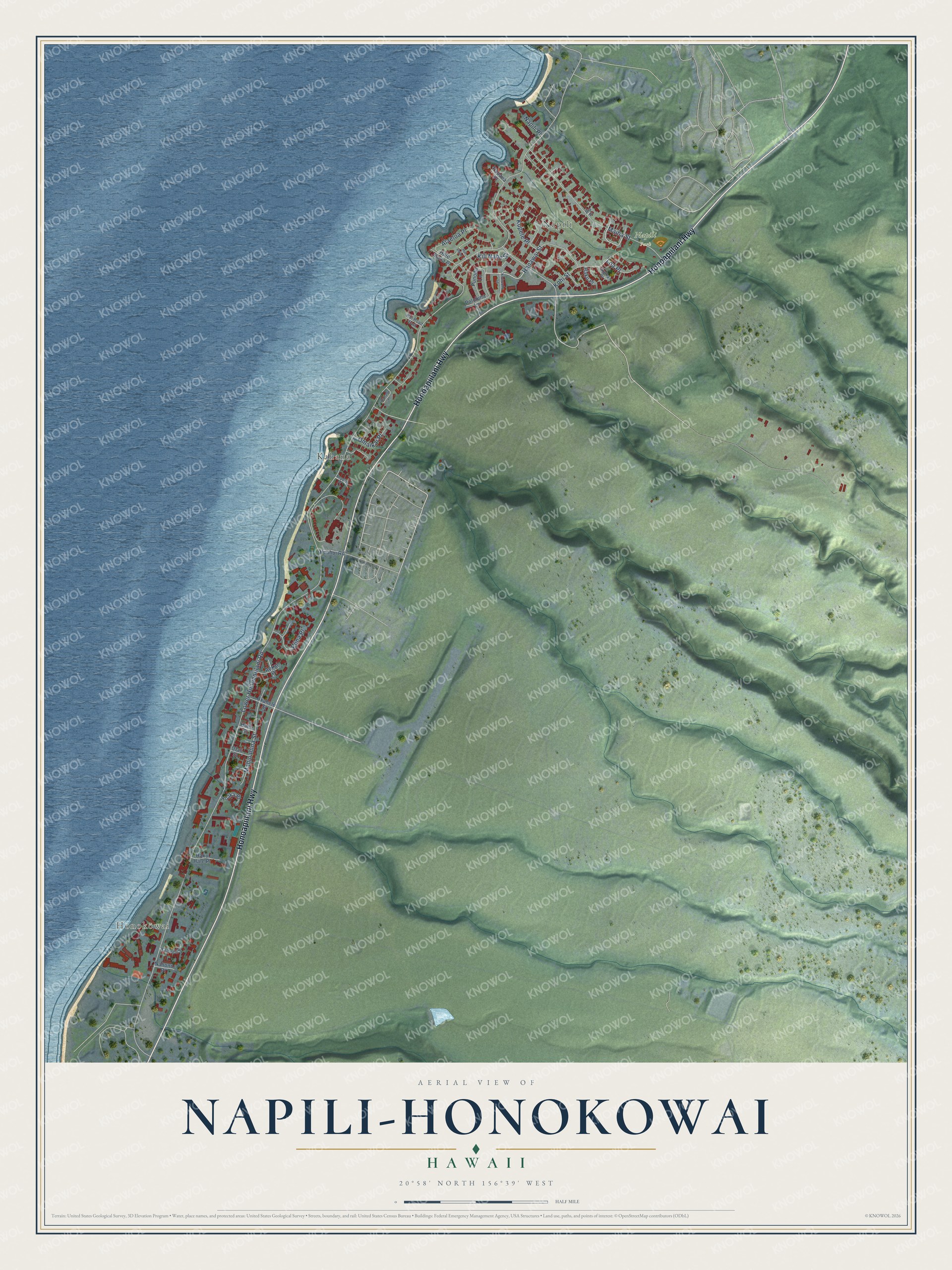 Watermarked full-map preview of Napili-Honokowai, Hawaii