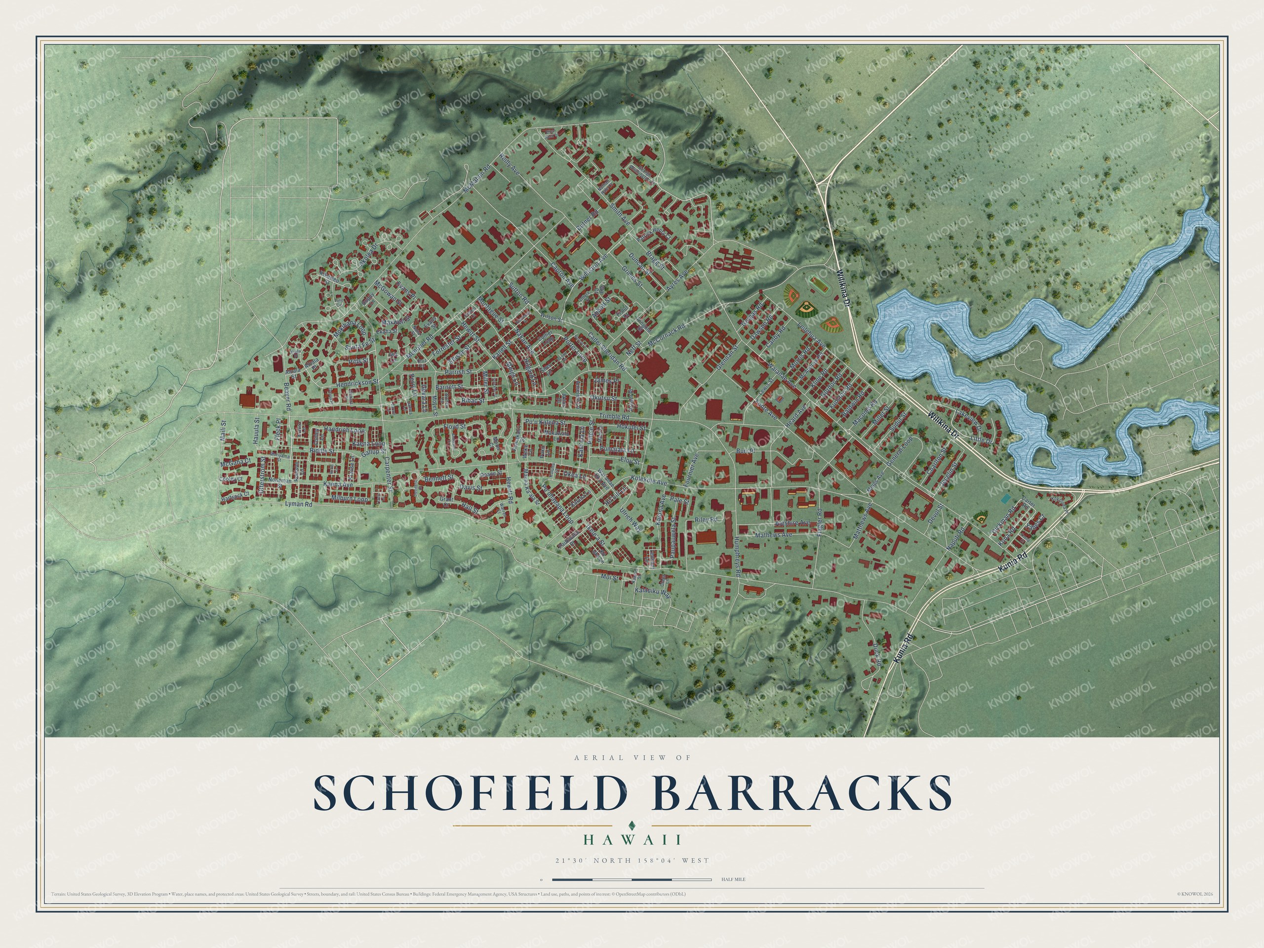 Watermarked full-map preview of Schofield Barracks, Hawaii