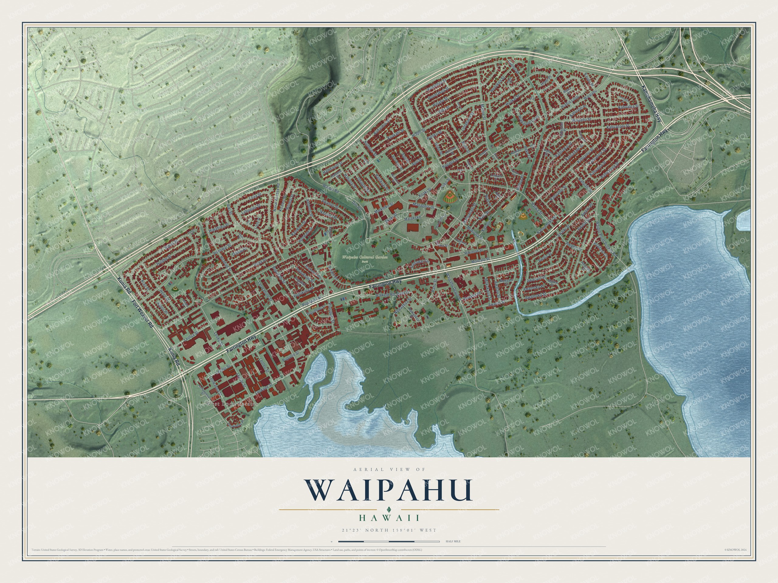 Watermarked full-map preview of Waipahu, Hawaii