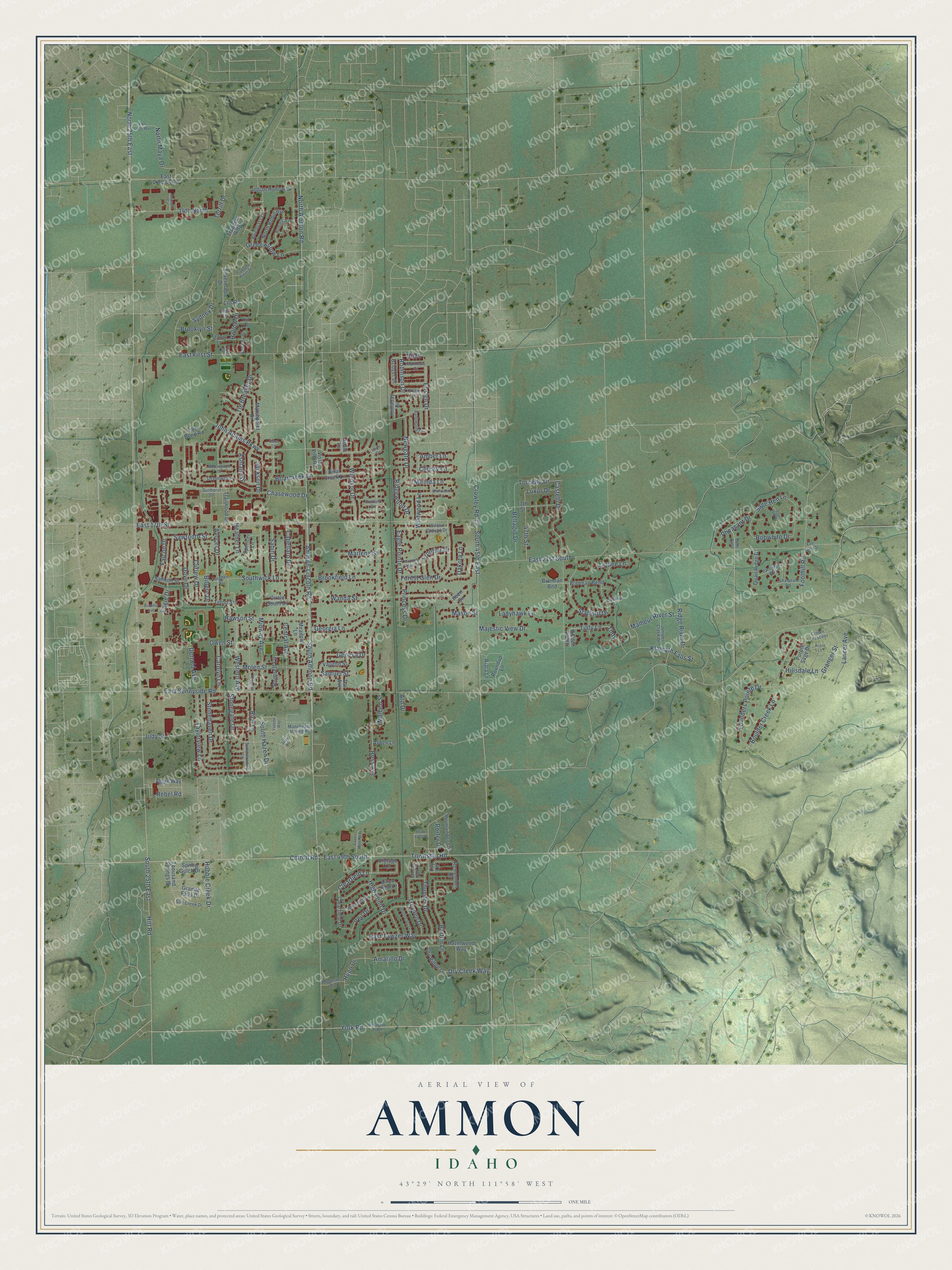 Watermarked full-map preview of Ammon, Idaho