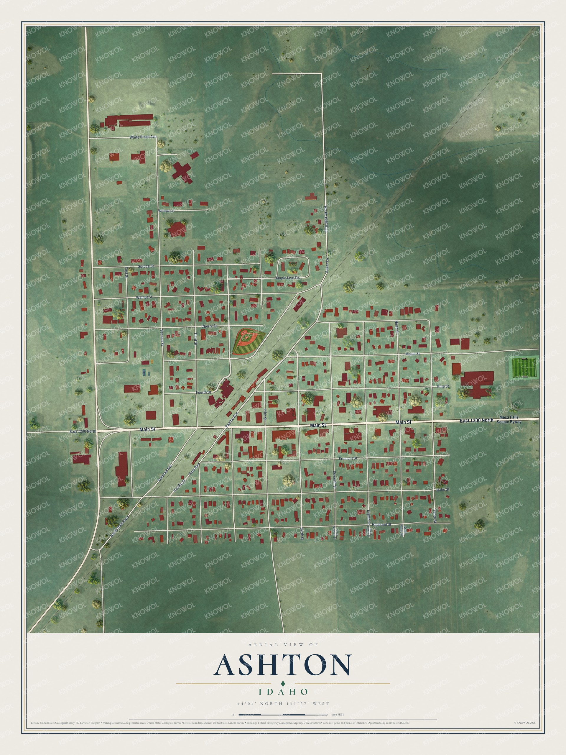 Watermarked full-map preview of Ashton, Idaho