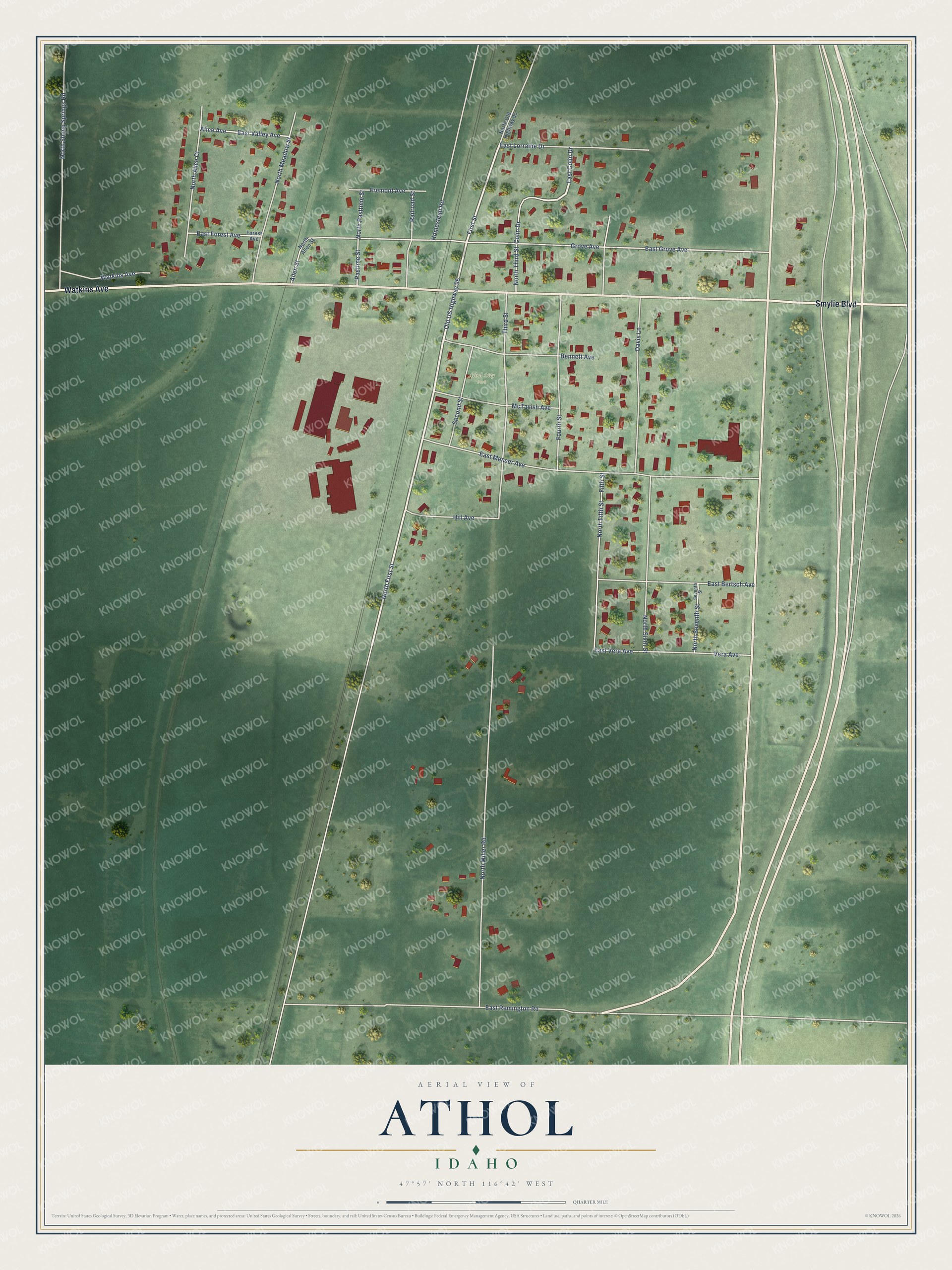 Watermarked full-map preview of Athol, Idaho