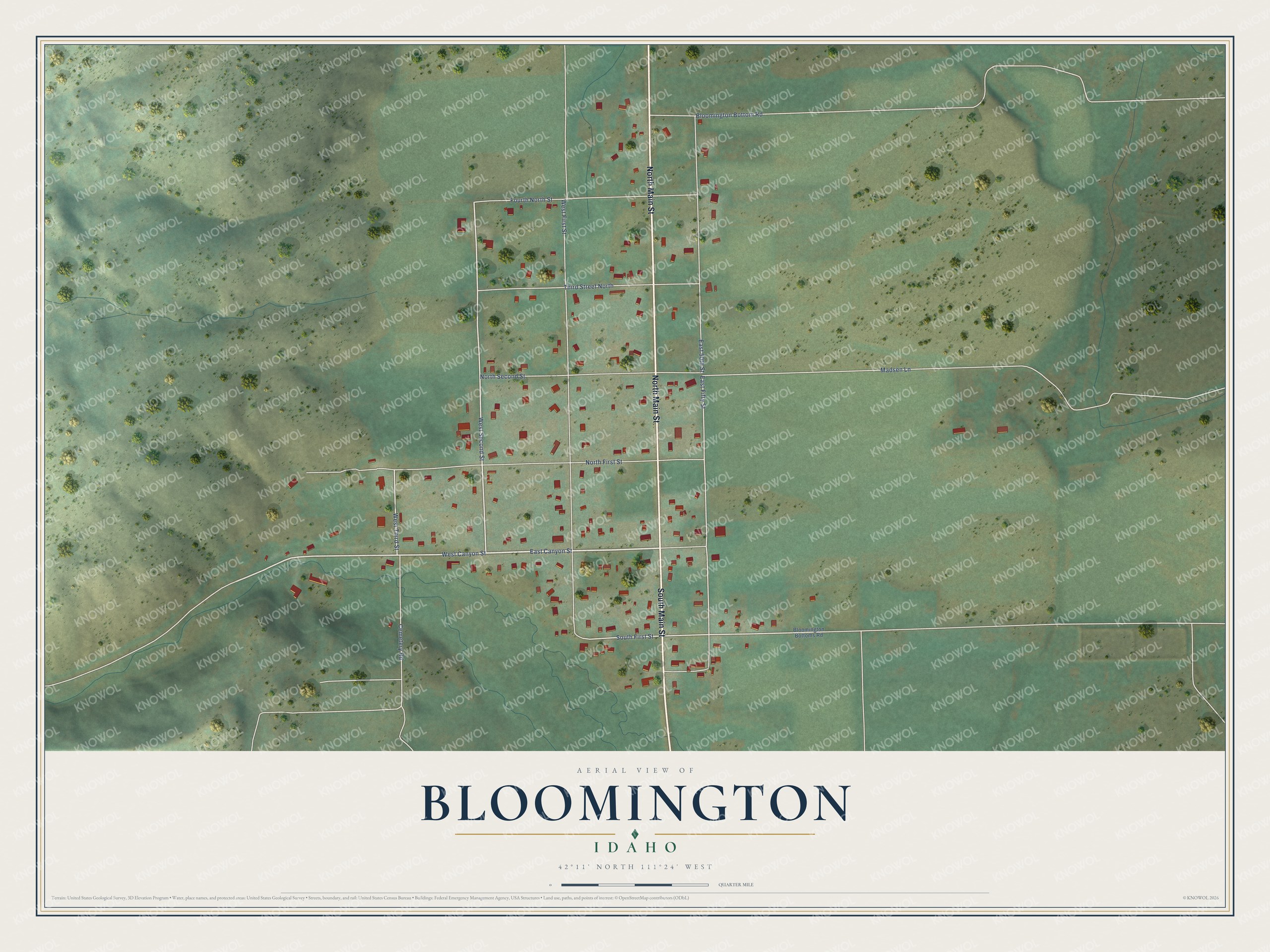 Watermarked full-map preview of Bloomington, Idaho