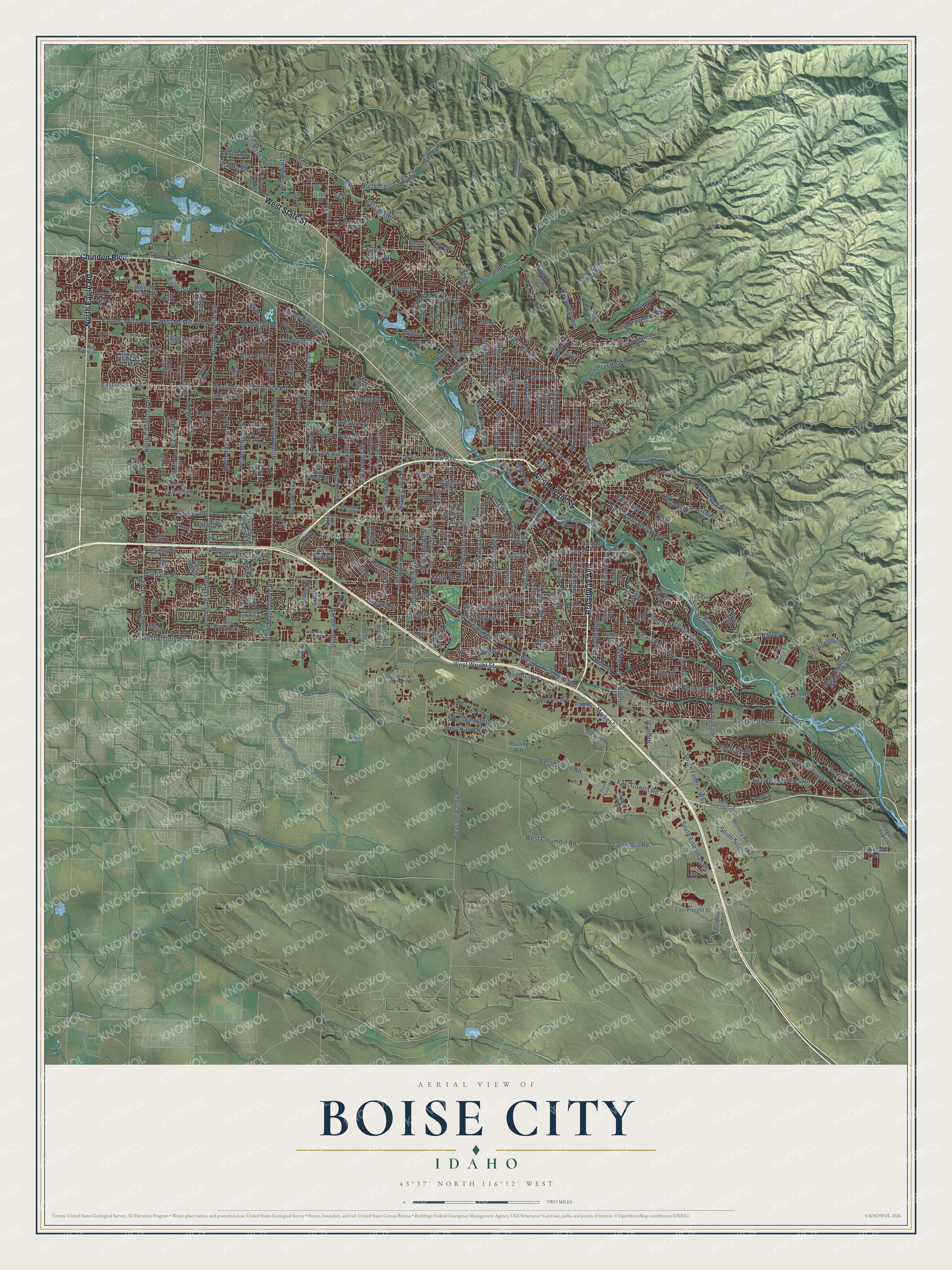 Watermarked full-map preview of Boise City, Idaho