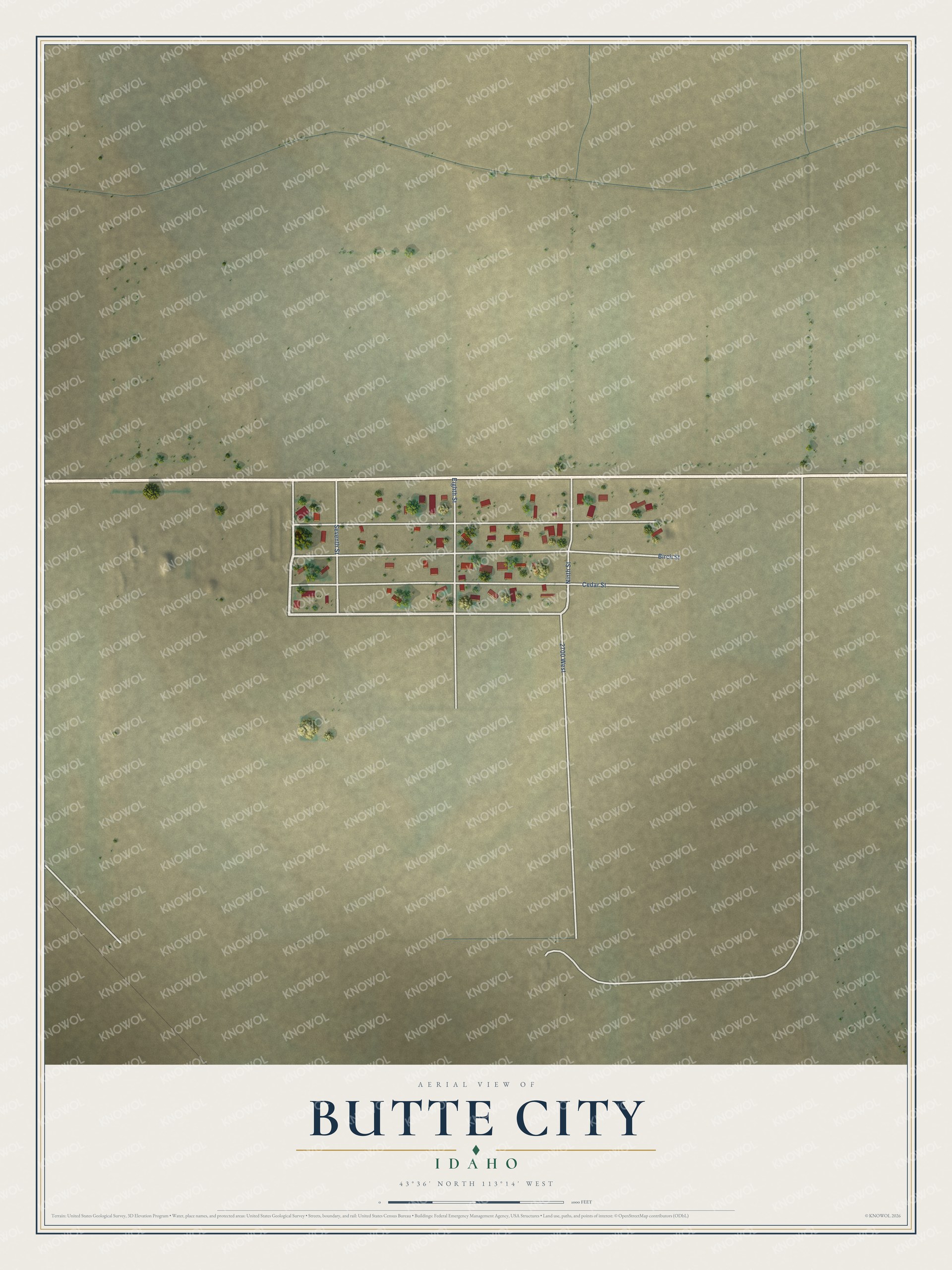 Watermarked full-map preview of Butte City, Idaho