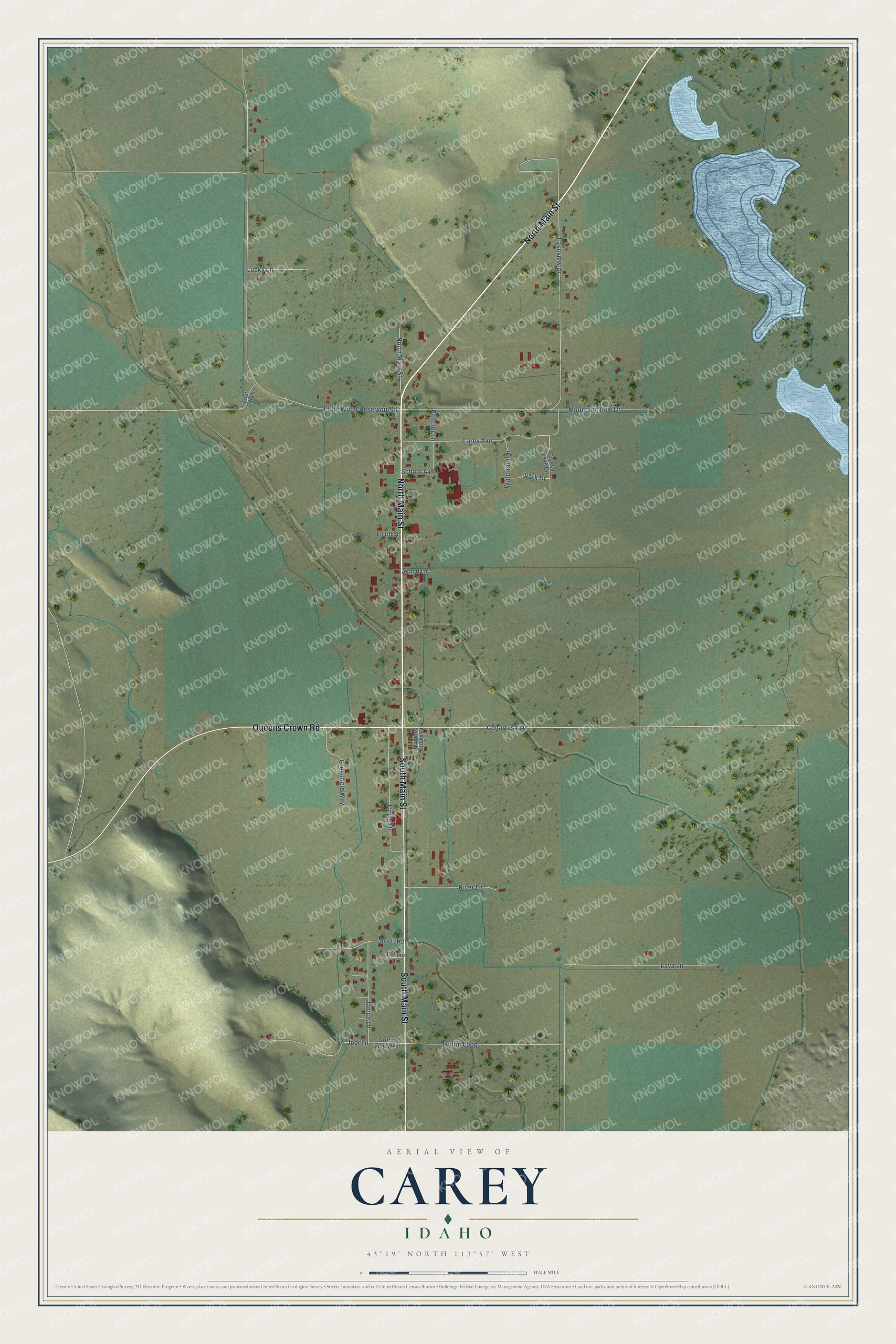 Watermarked full-map preview of Carey, Idaho
