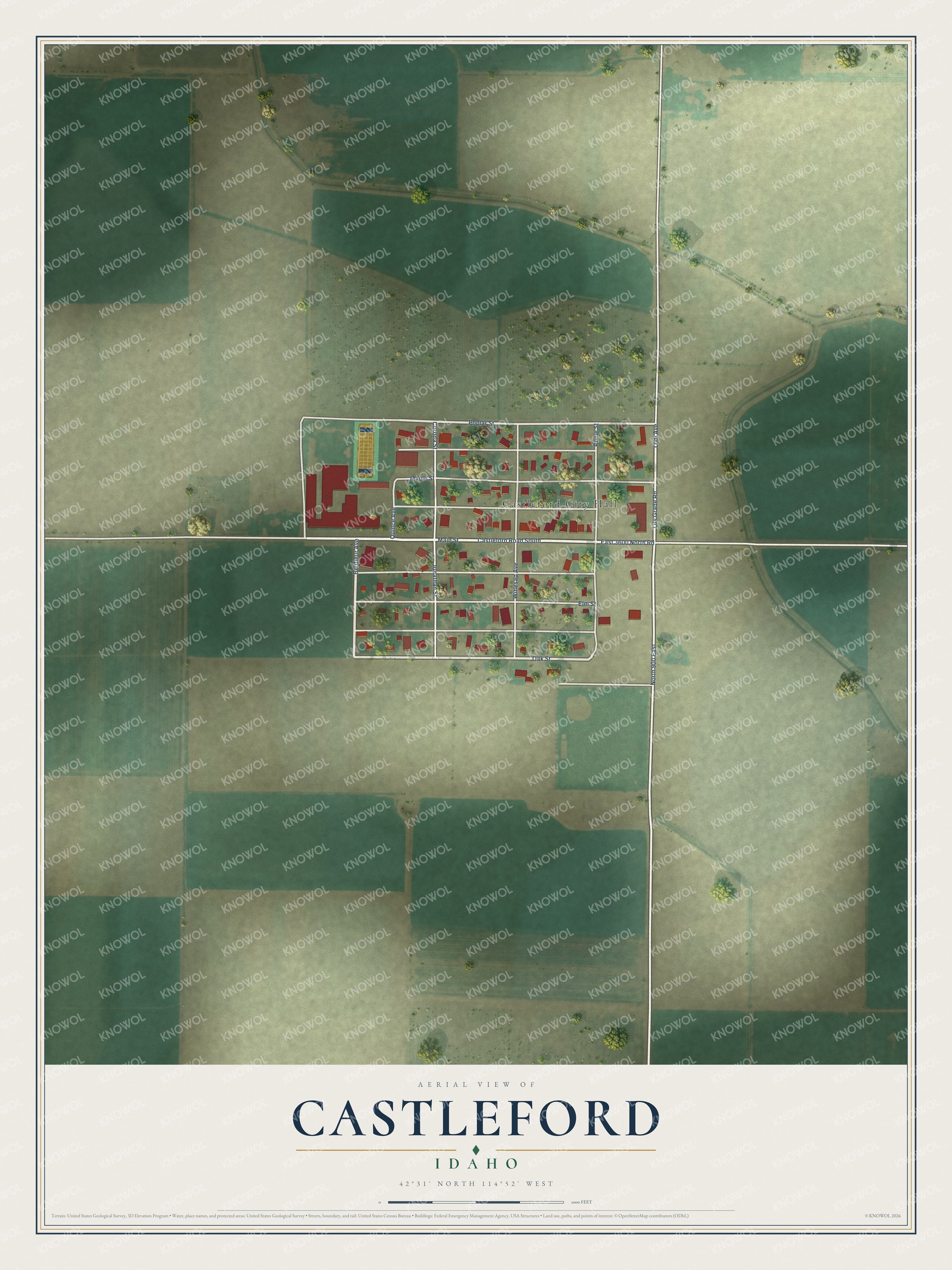 Watermarked full-map preview of Castleford, Idaho