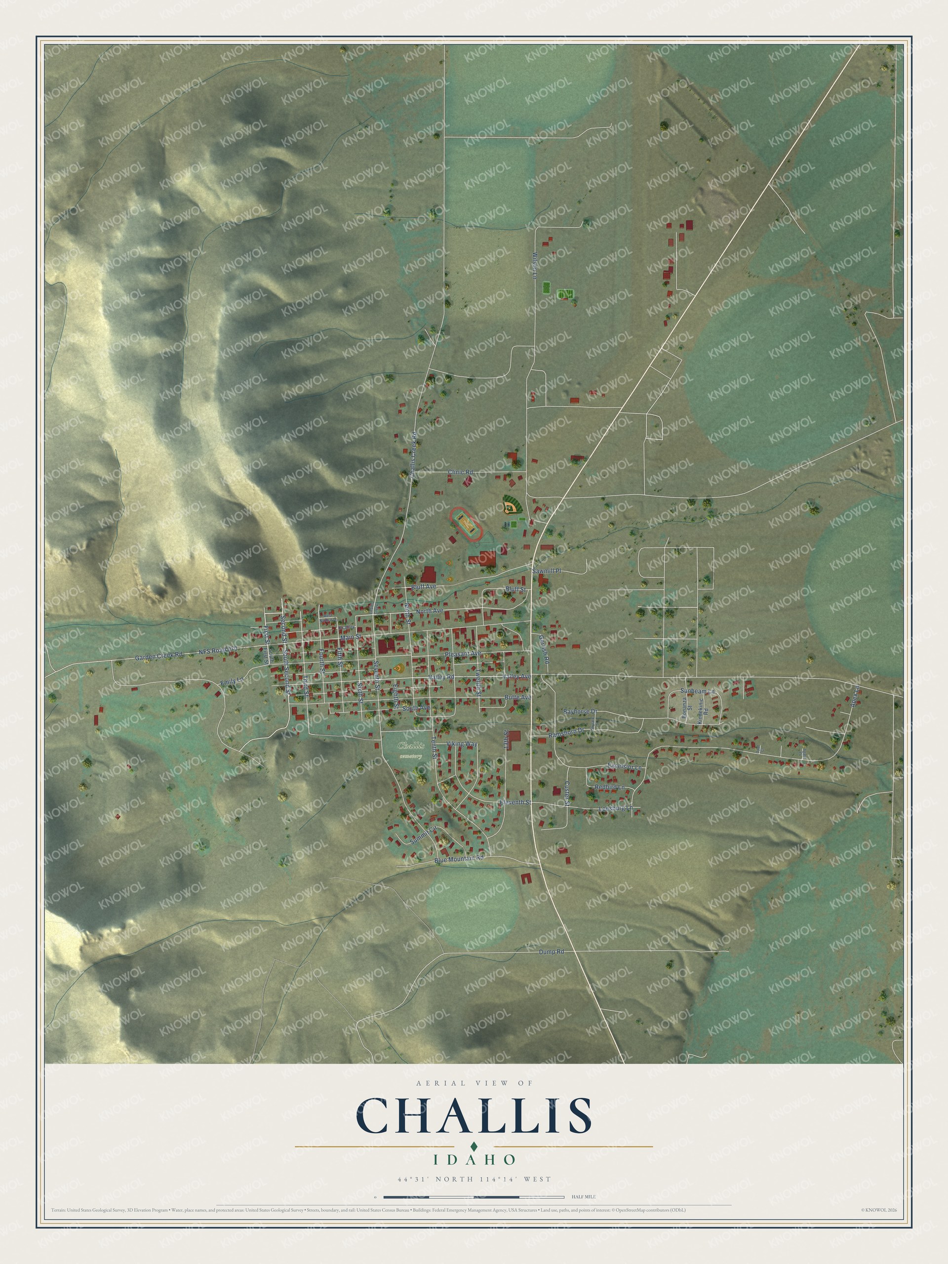 Watermarked full-map preview of Challis, Idaho