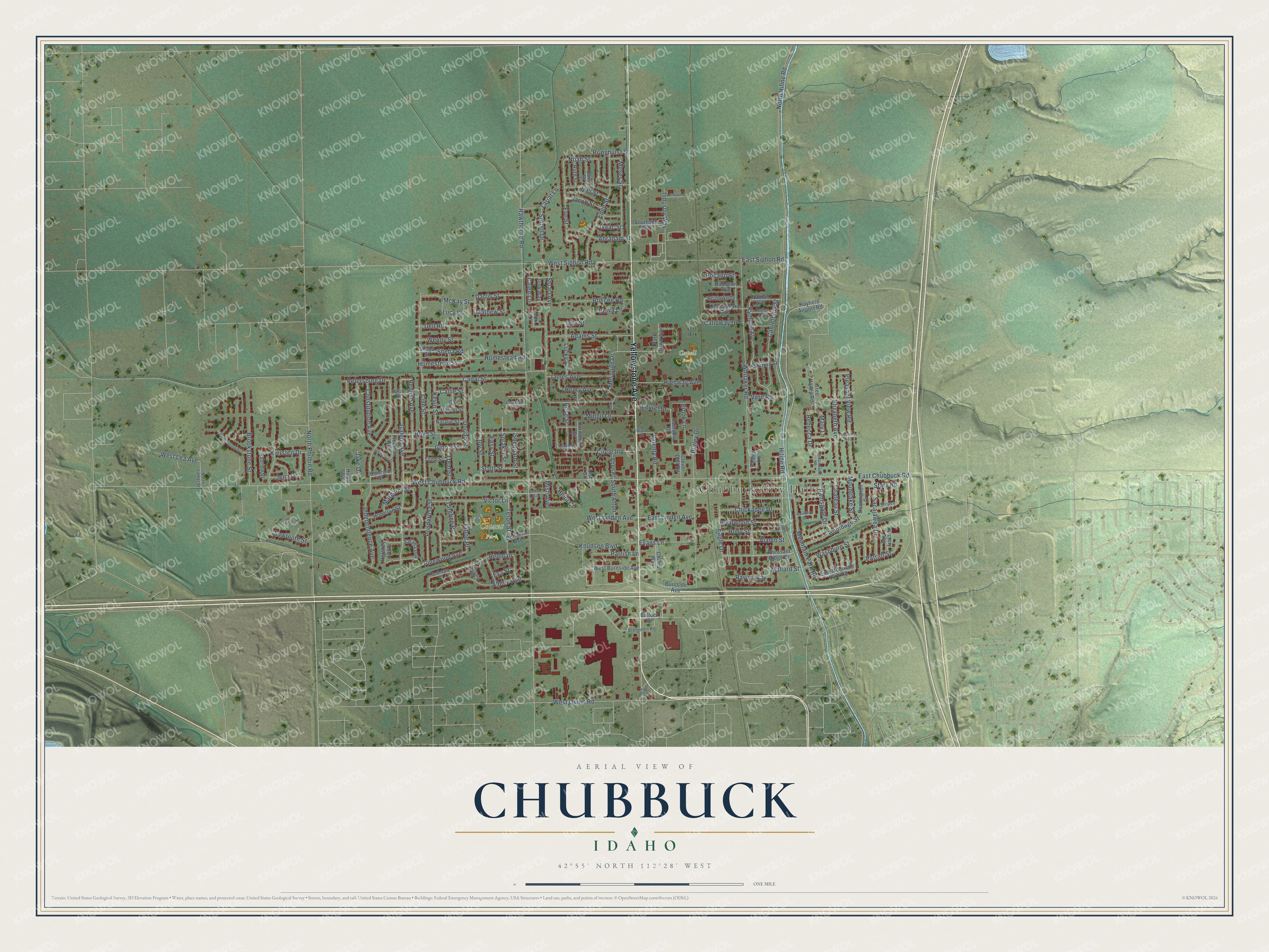Watermarked full-map preview of Chubbuck, Idaho