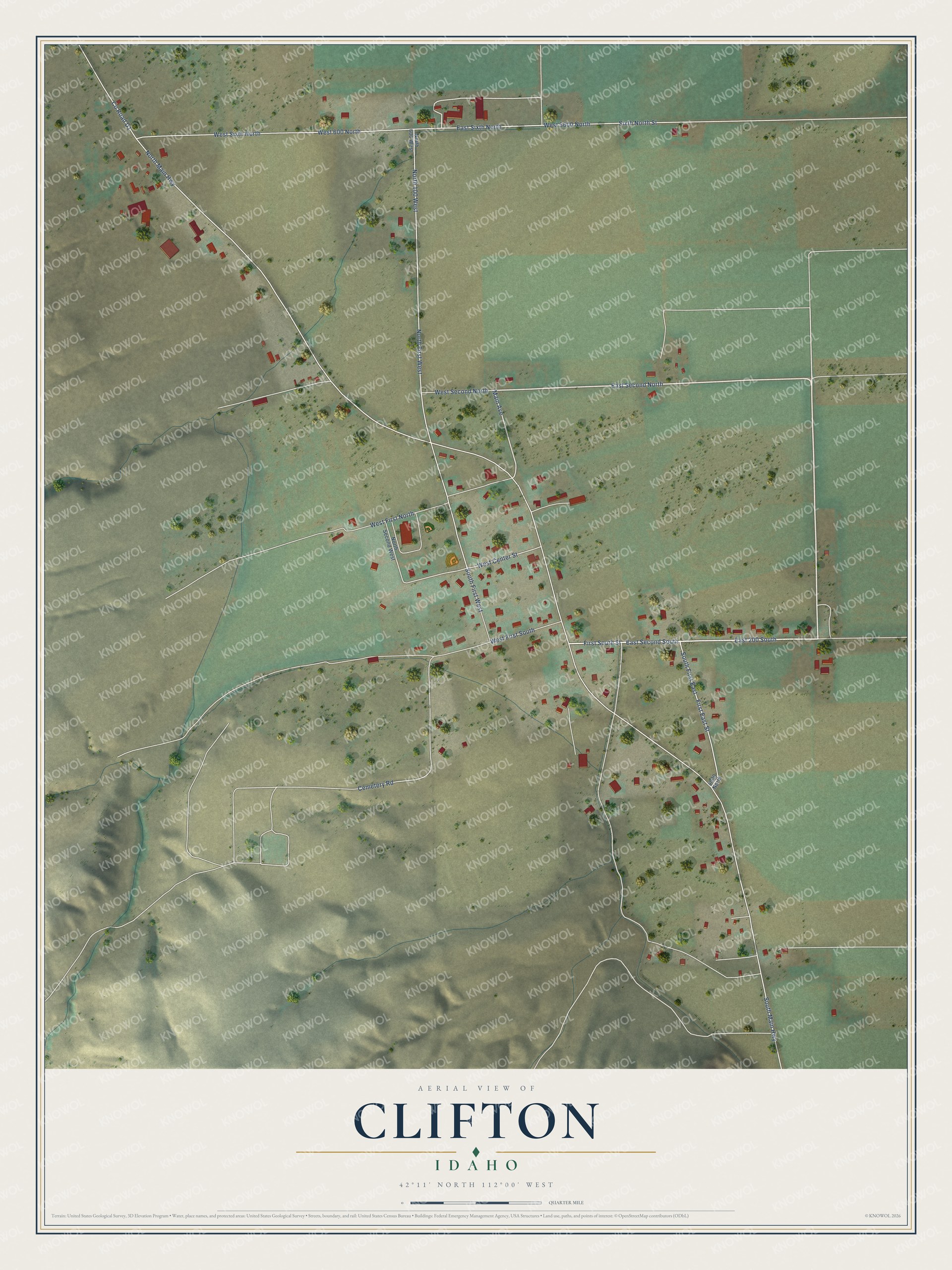 Watermarked full-map preview of Clifton, Idaho