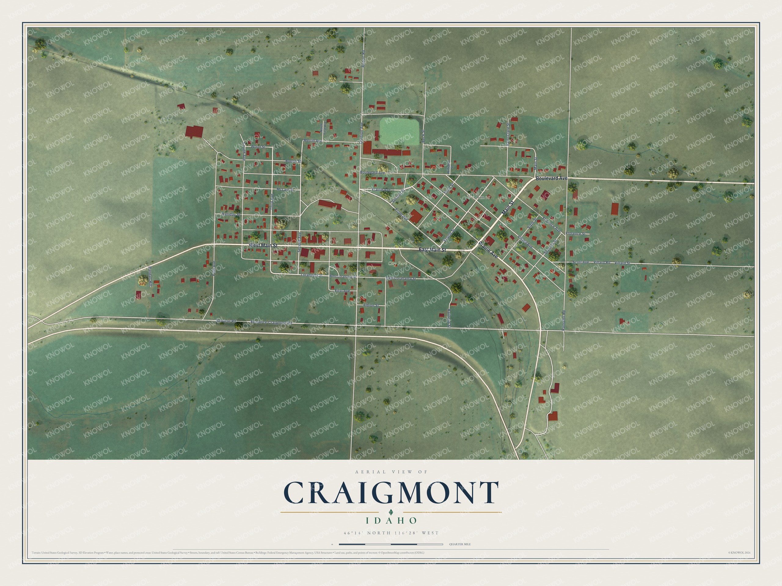 Watermarked full-map preview of Craigmont, Idaho
