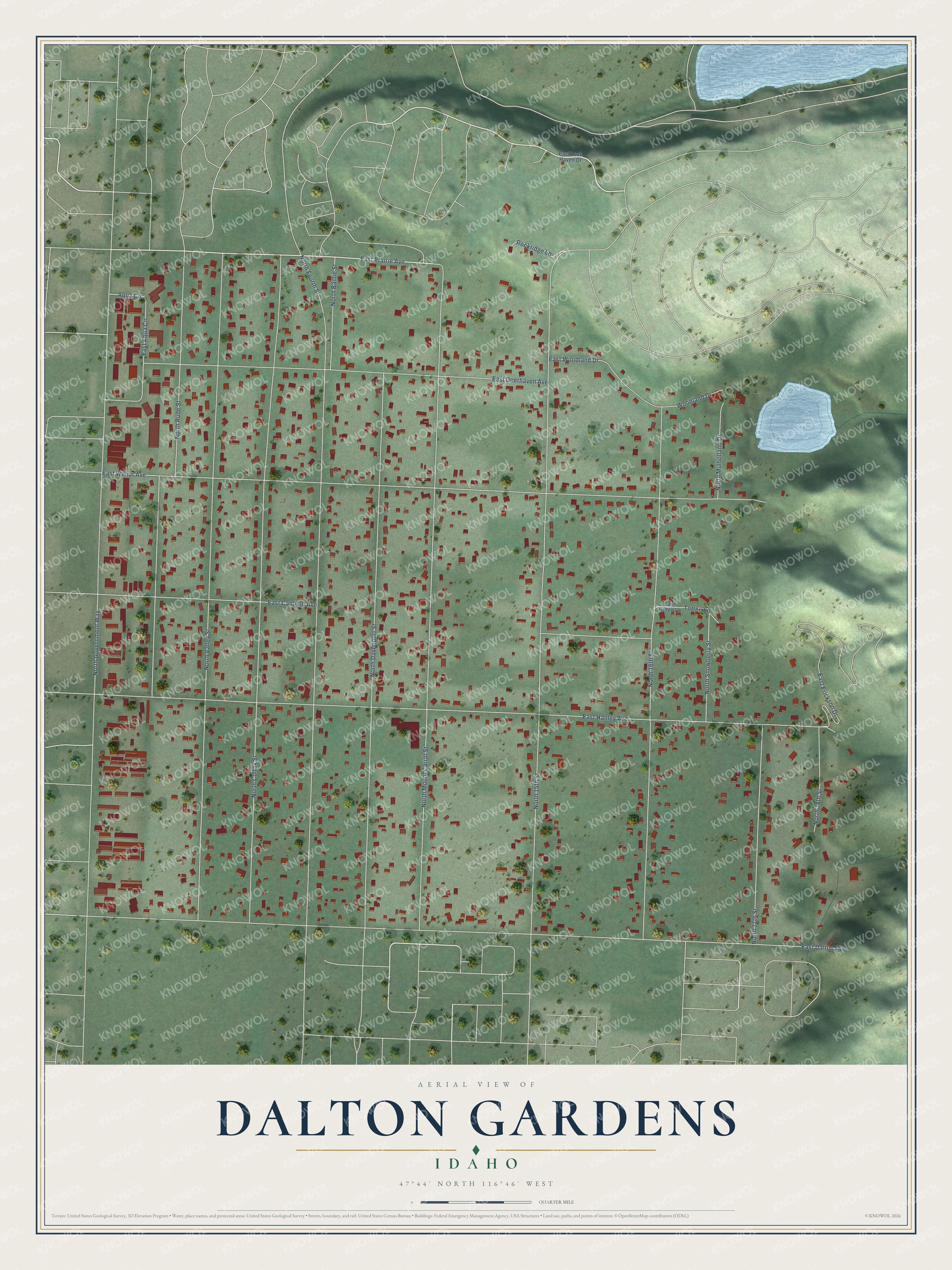 Watermarked full-map preview of Dalton Gardens, Idaho