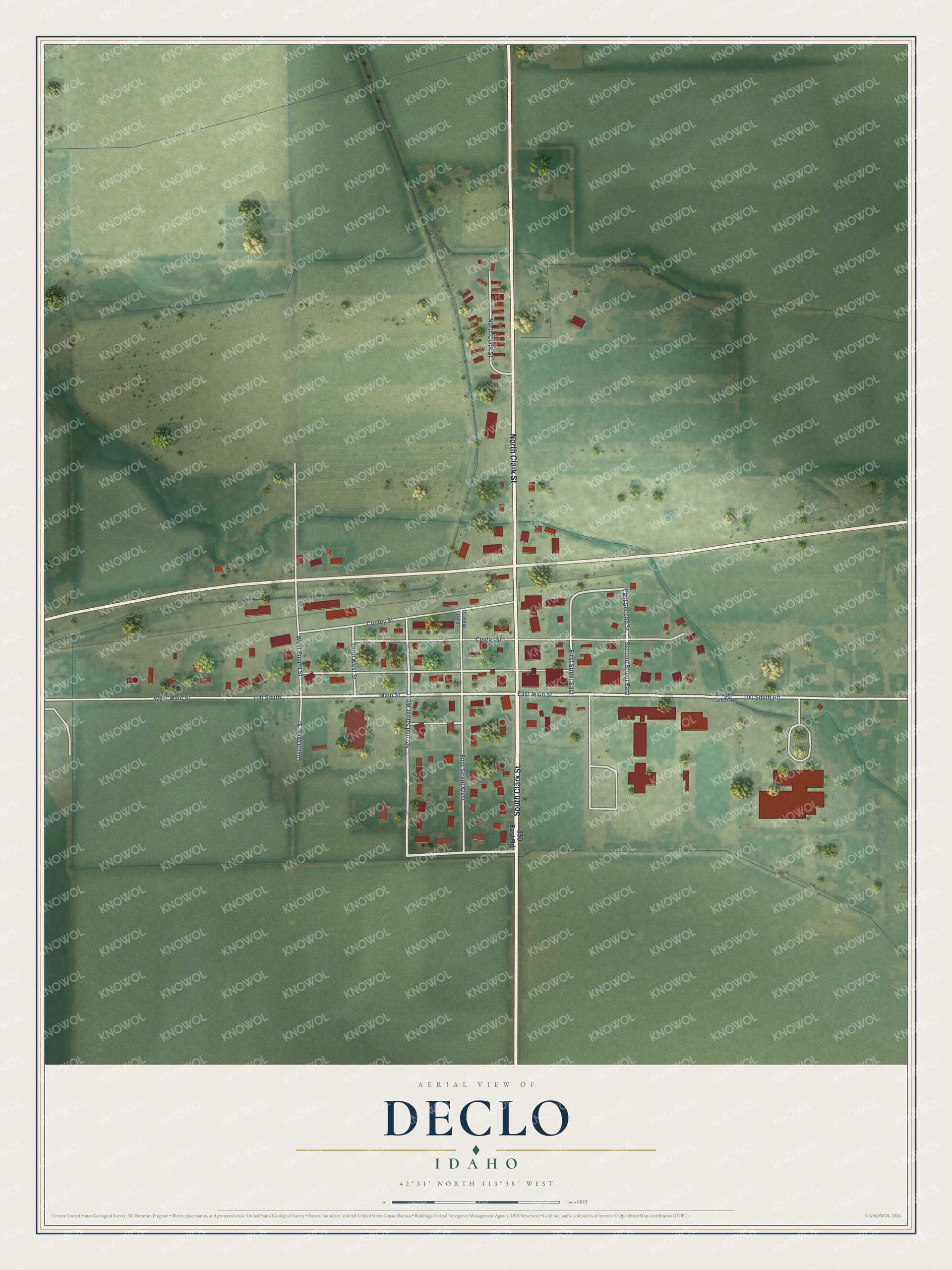 Watermarked full-map preview of Declo, Idaho